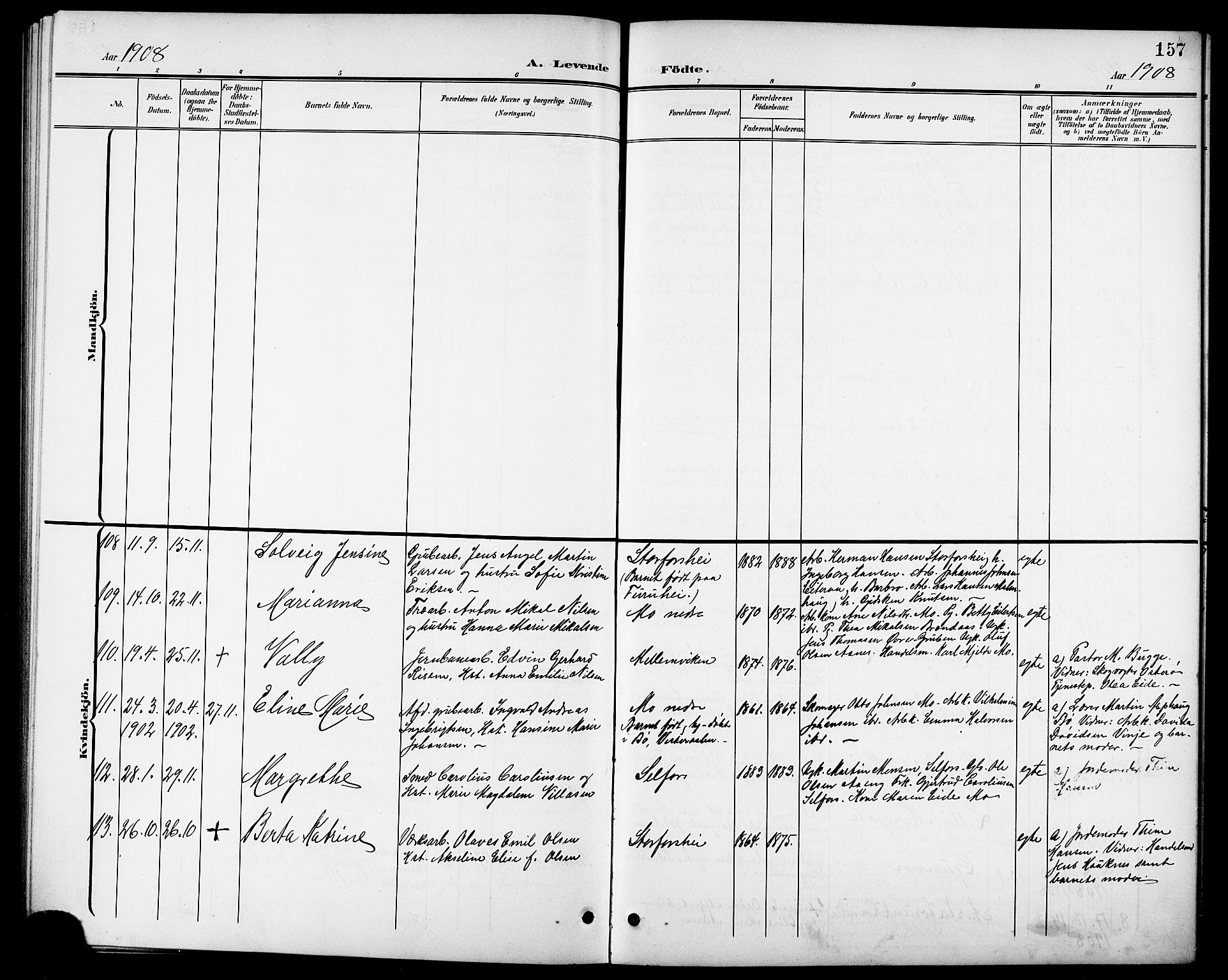 Ministerialprotokoller, klokkerbøker og fødselsregistre - Nordland, AV/SAT-A-1459/827/L0422: Parish register (copy) no. 827C11, 1899-1912, p. 157