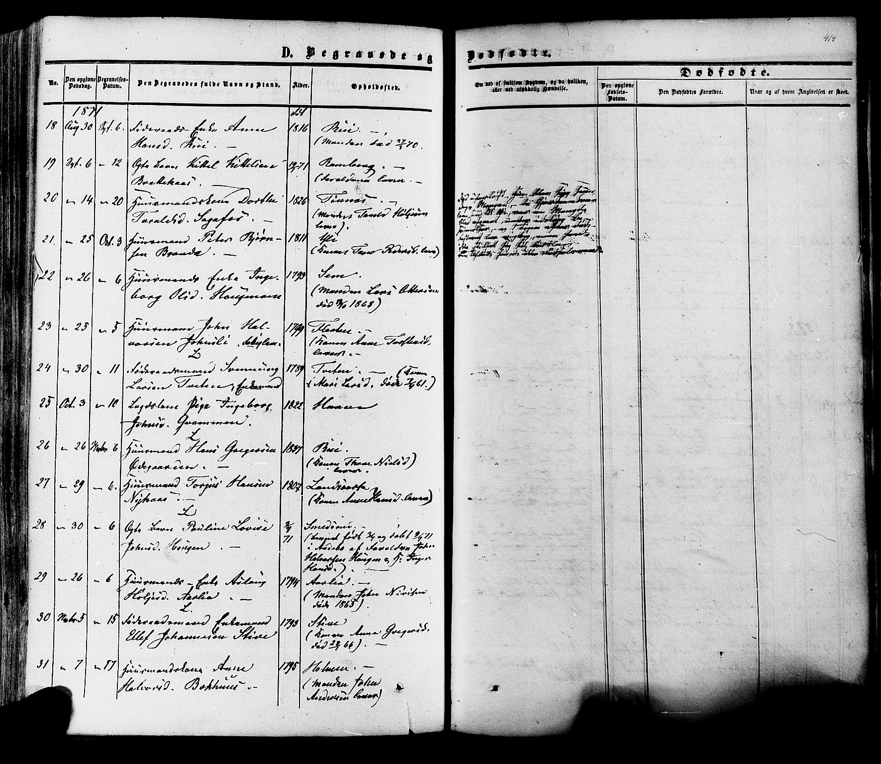 Heddal kirkebøker, SAKO/A-268/F/Fa/L0007: Parish register (official) no. I 7, 1855-1877, p. 412