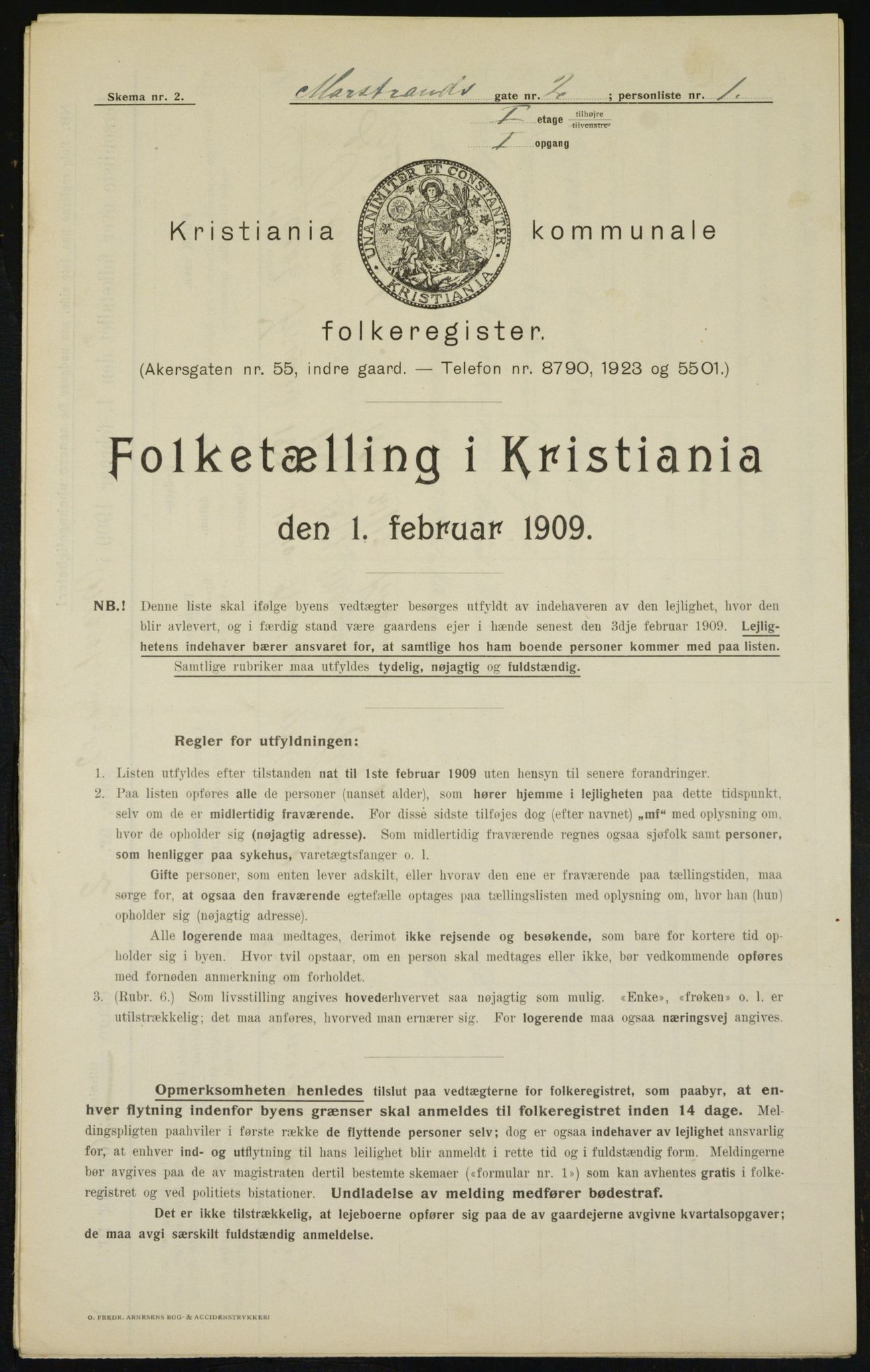 OBA, Municipal Census 1909 for Kristiania, 1909, p. 58695