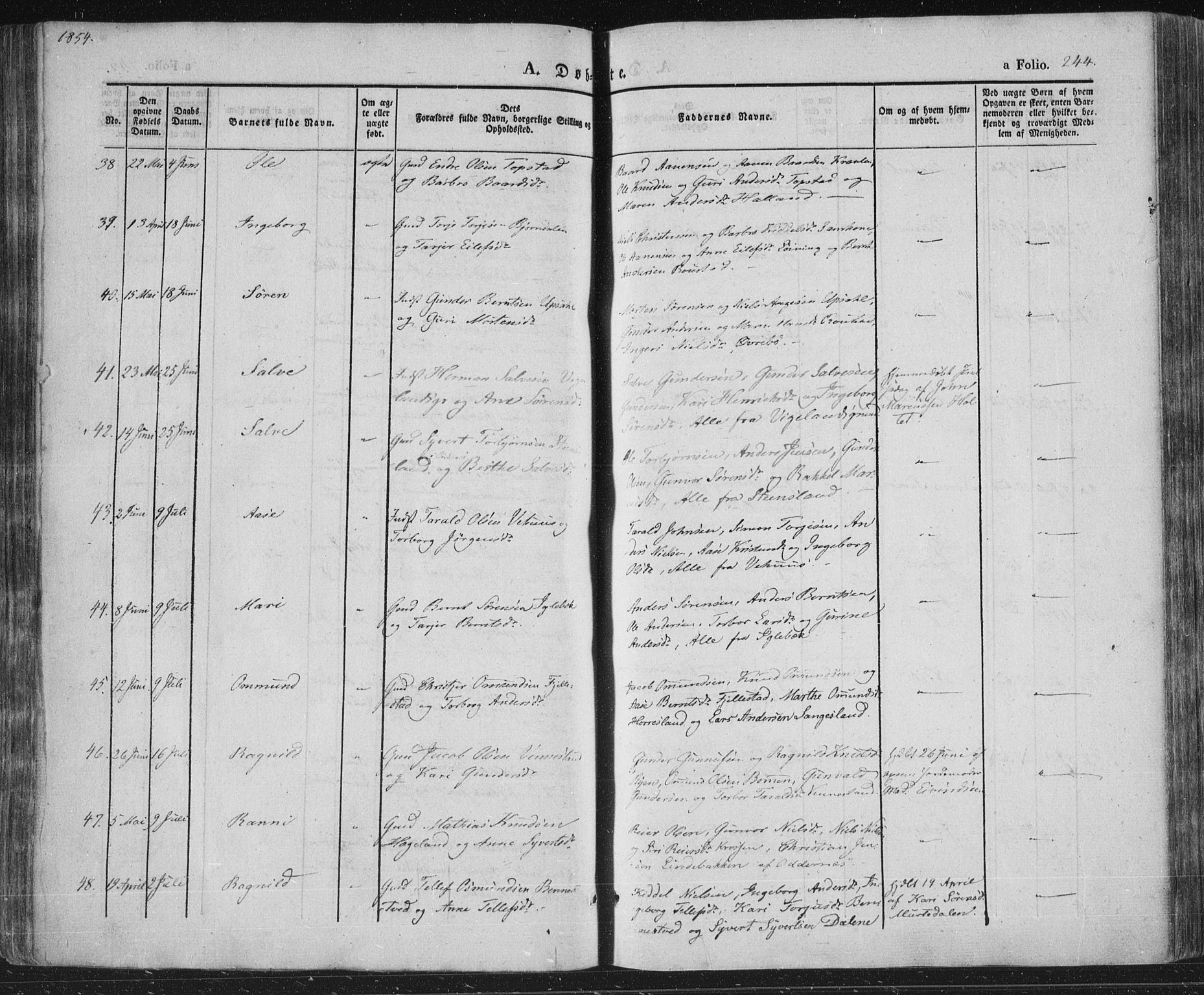 Vennesla sokneprestkontor, SAK/1111-0045/Fa/Fac/L0004: Parish register (official) no. A 4, 1834-1855, p. 244
