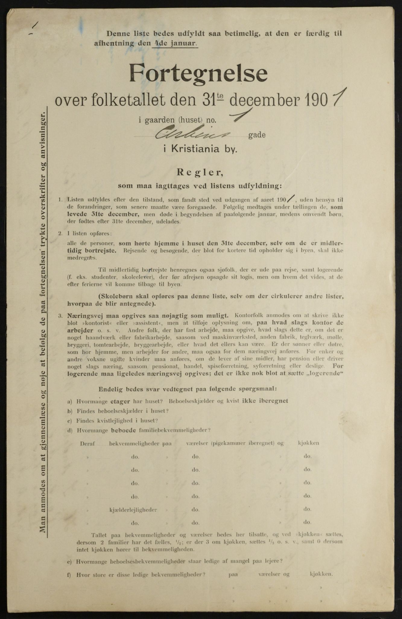 OBA, Municipal Census 1901 for Kristiania, 1901, p. 343