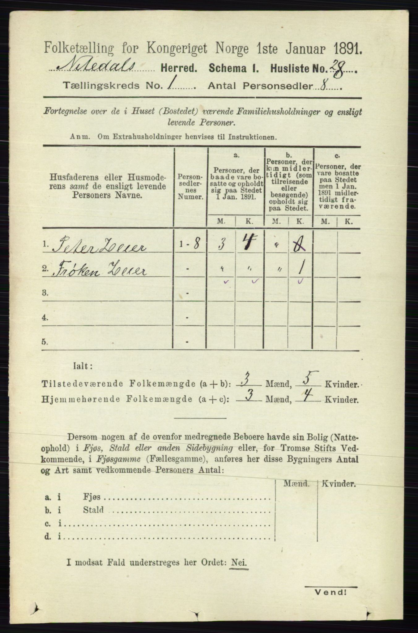 RA, 1891 census for 0233 Nittedal, 1891, p. 48