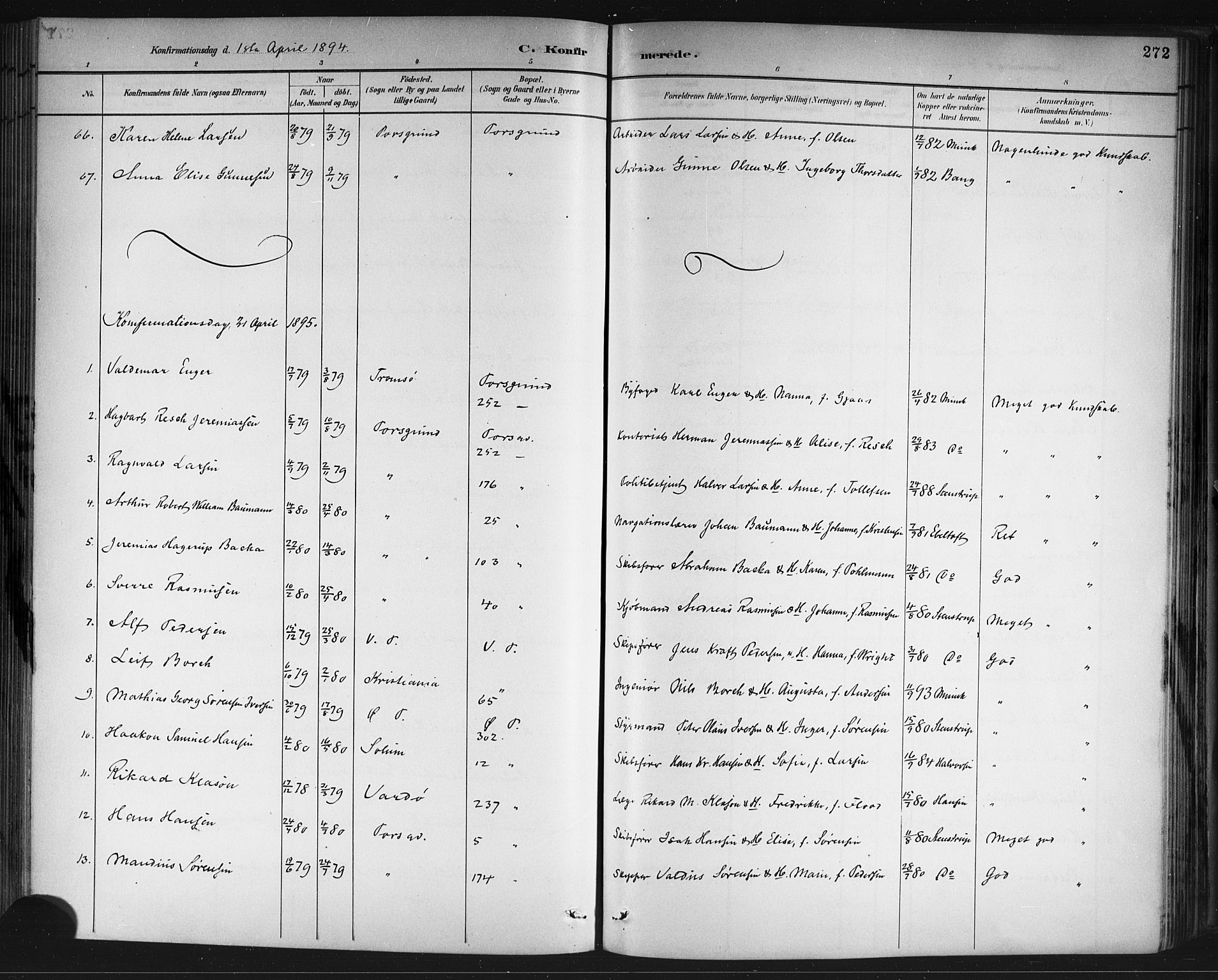 Porsgrunn kirkebøker , SAKO/A-104/G/Gb/L0005: Parish register (copy) no. II 5, 1883-1915, p. 272