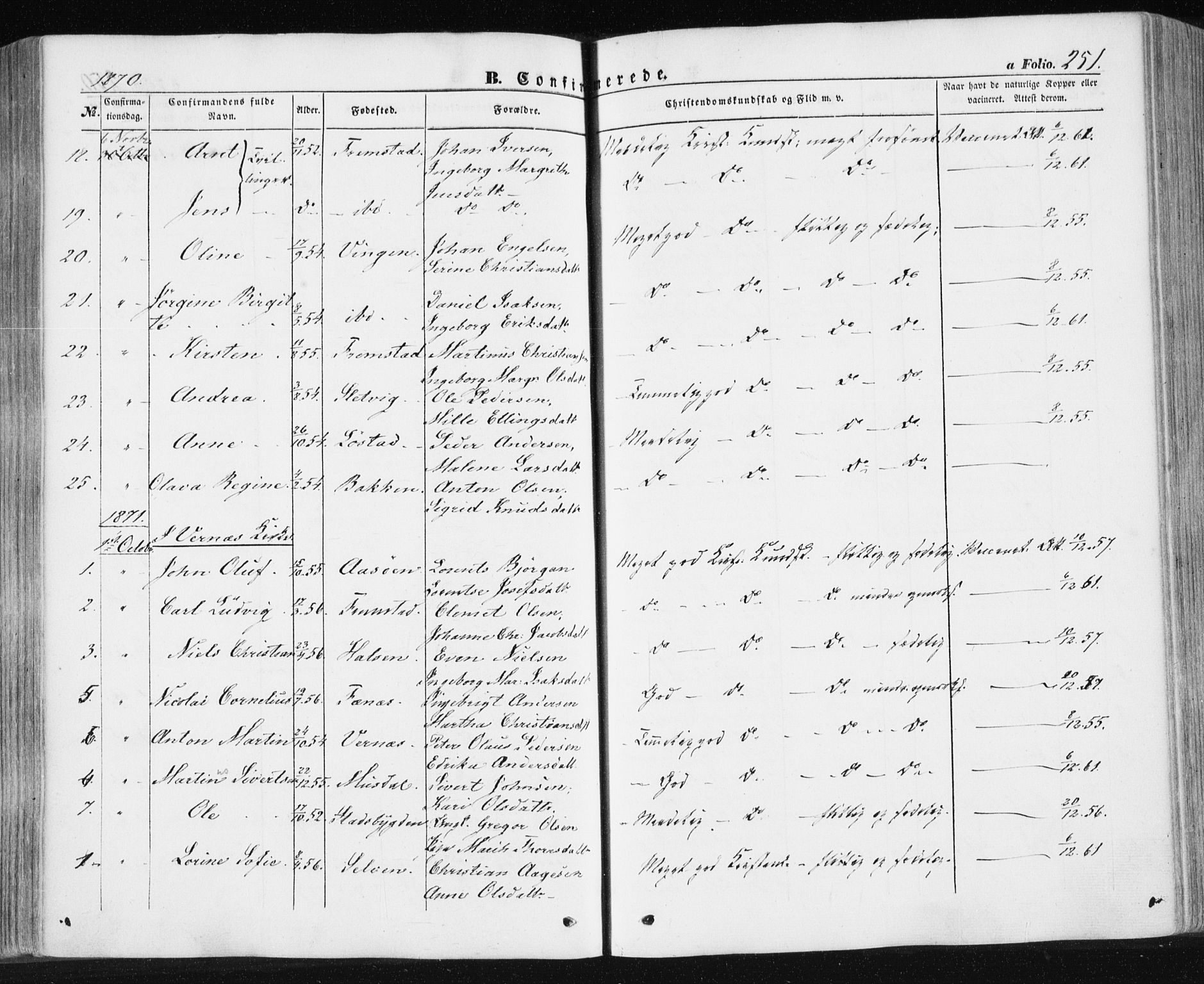 Ministerialprotokoller, klokkerbøker og fødselsregistre - Sør-Trøndelag, SAT/A-1456/659/L0737: Parish register (official) no. 659A07, 1857-1875, p. 251