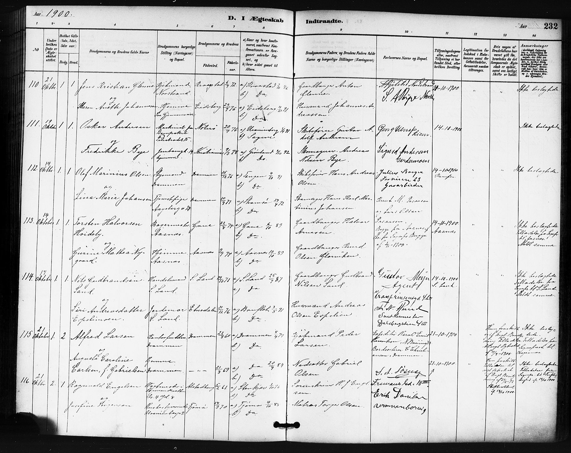 Oslo domkirke Kirkebøker, SAO/A-10752/F/Fa/L0032: Parish register (official) no. 32, 1885-1902, p. 232