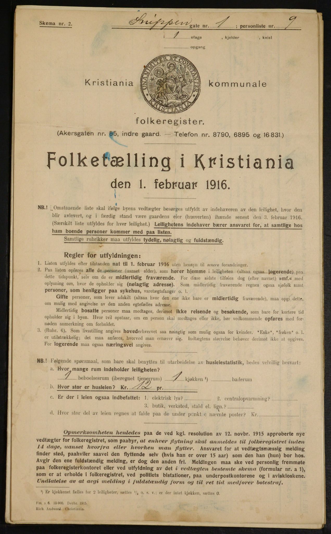 OBA, Municipal Census 1916 for Kristiania, 1916, p. 100438