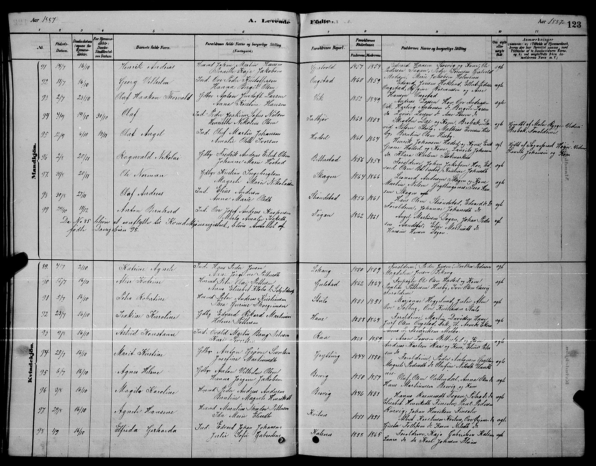 Ministerialprotokoller, klokkerbøker og fødselsregistre - Nordland, AV/SAT-A-1459/888/L1267: Parish register (copy) no. 888C05, 1878-1890, p. 123