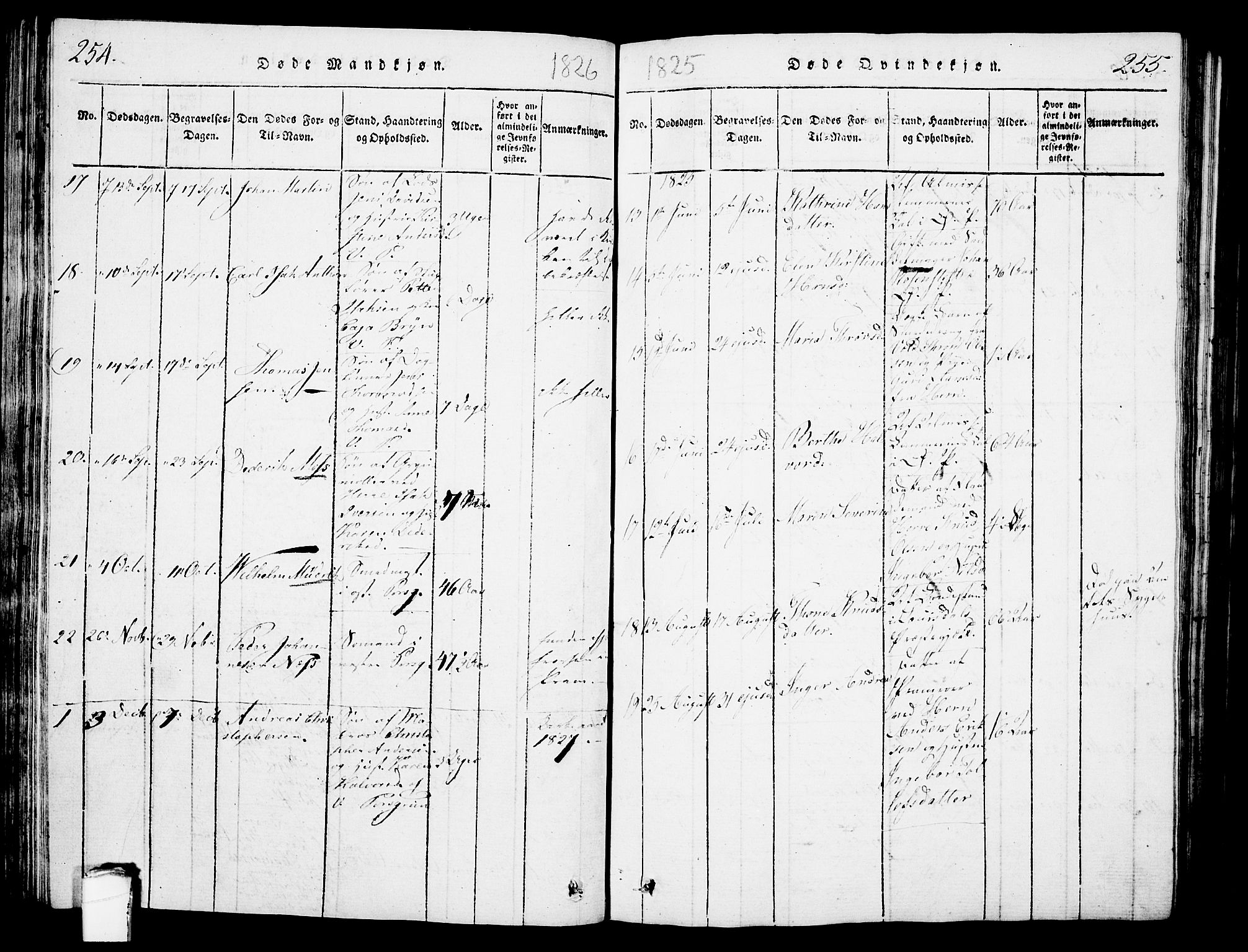 Porsgrunn kirkebøker , AV/SAKO-A-104/G/Gb/L0001: Parish register (copy) no. II 1, 1817-1828, p. 254-255