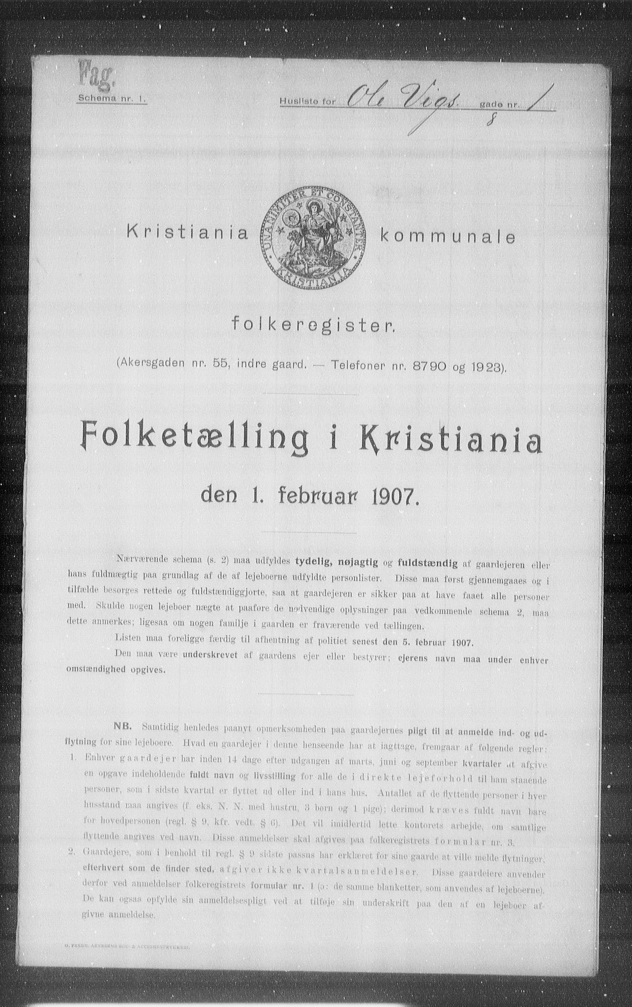 OBA, Municipal Census 1907 for Kristiania, 1907, p. 38633