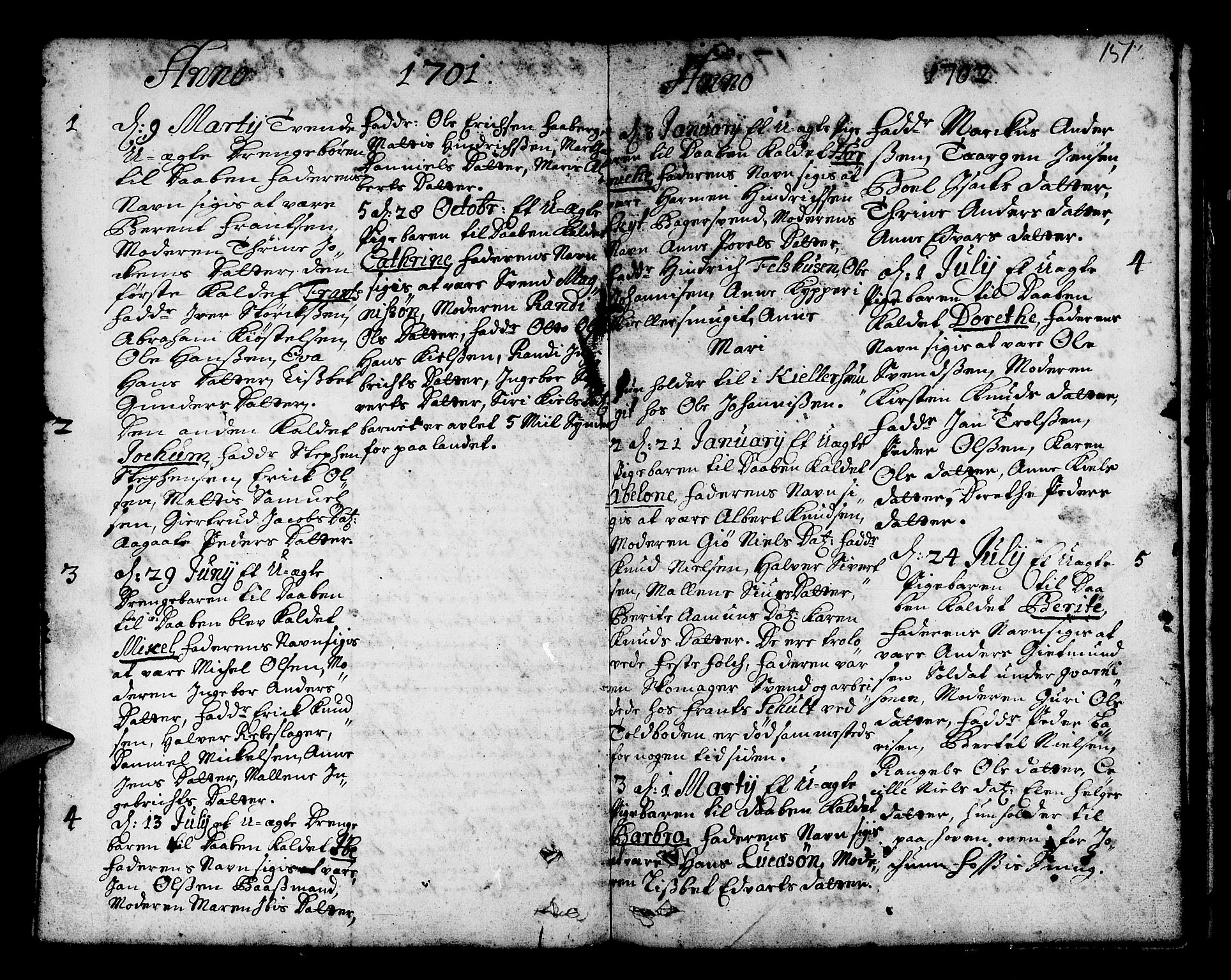 Nykirken Sokneprestembete, SAB/A-77101/H/Haa/L0002: Parish register (official) no. A 2, 1700-1723, p. 151