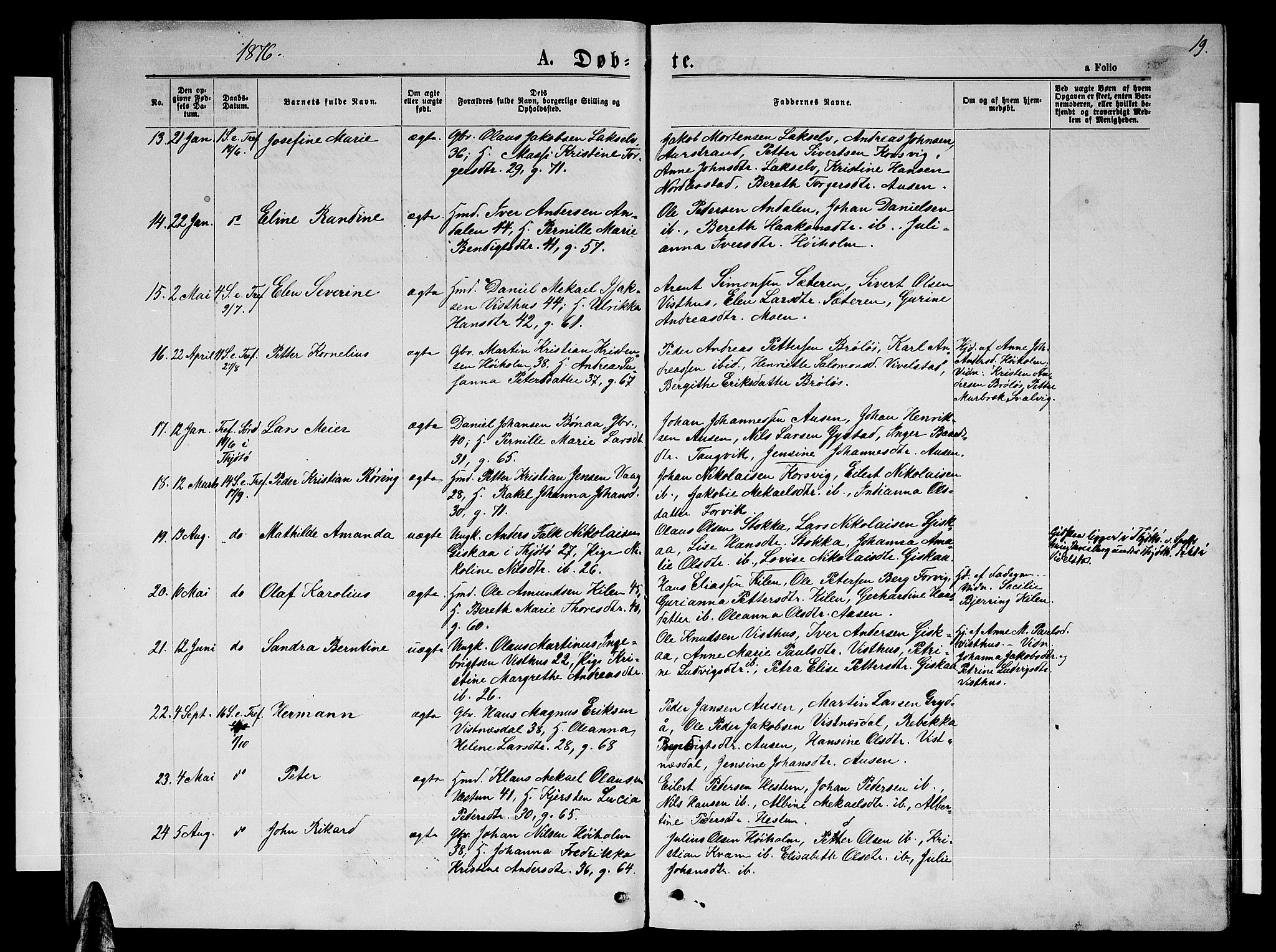 Ministerialprotokoller, klokkerbøker og fødselsregistre - Nordland, SAT/A-1459/819/L0276: Parish register (copy) no. 819C02, 1869-1887, p. 19