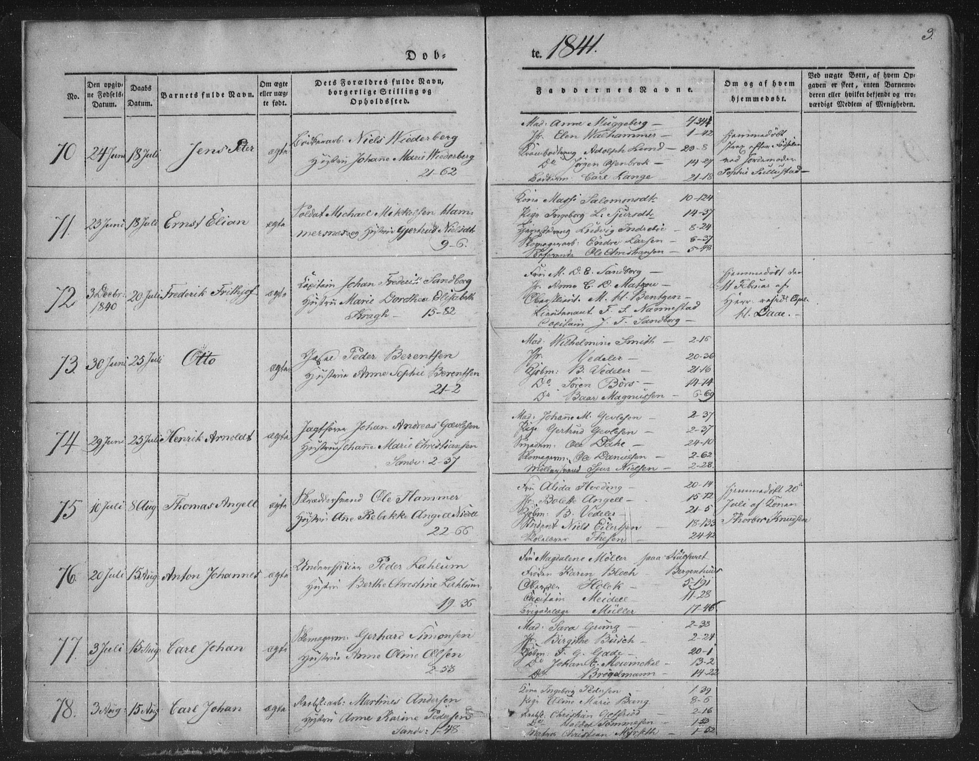 Korskirken sokneprestembete, SAB/A-76101/H/Haa/L0016: Parish register (official) no. B 2, 1841-1851, p. 3