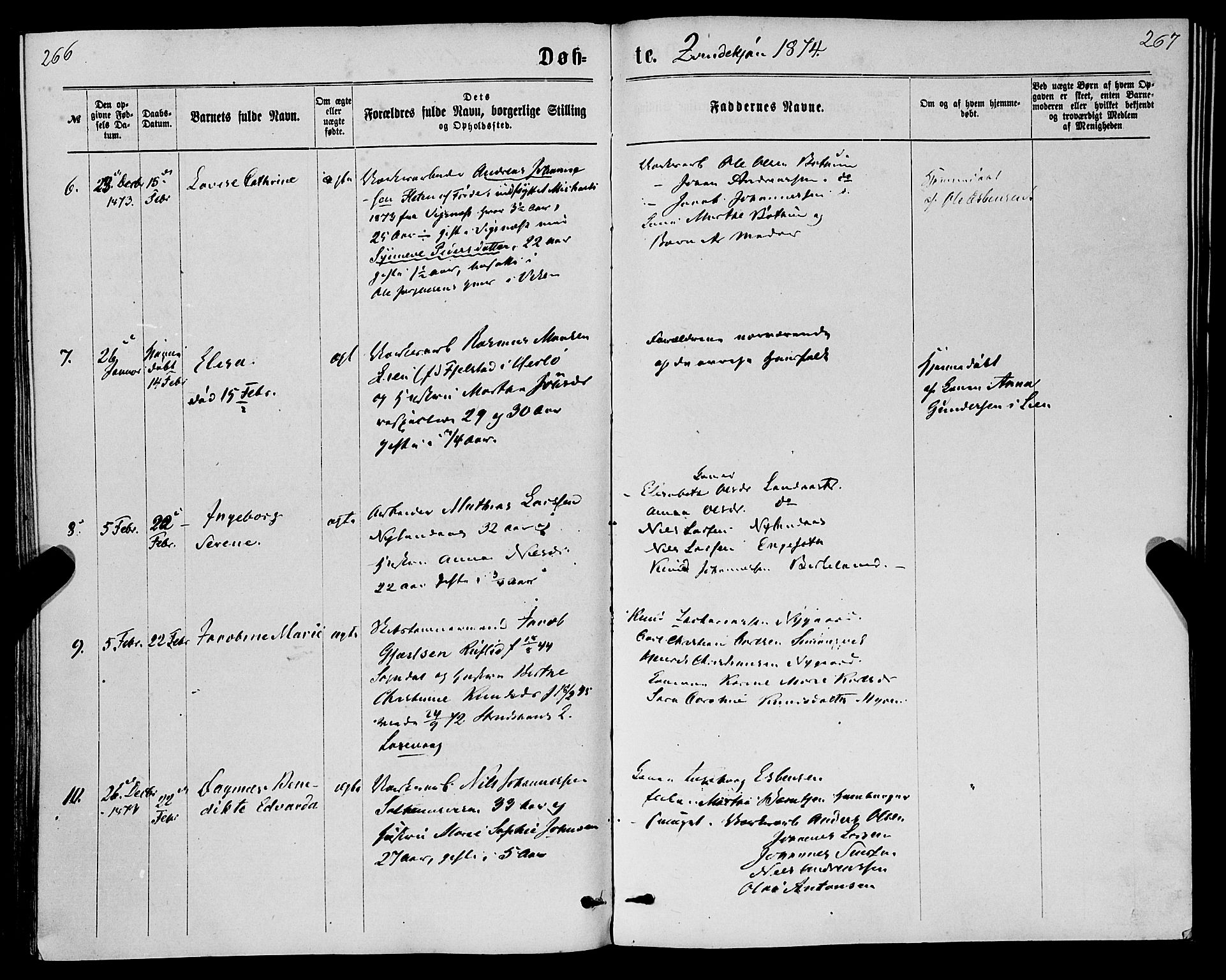 St. Jørgens hospital og Årstad sokneprestembete, AV/SAB-A-99934: Parish register (official) no. A 6, 1870-1878, p. 266-267