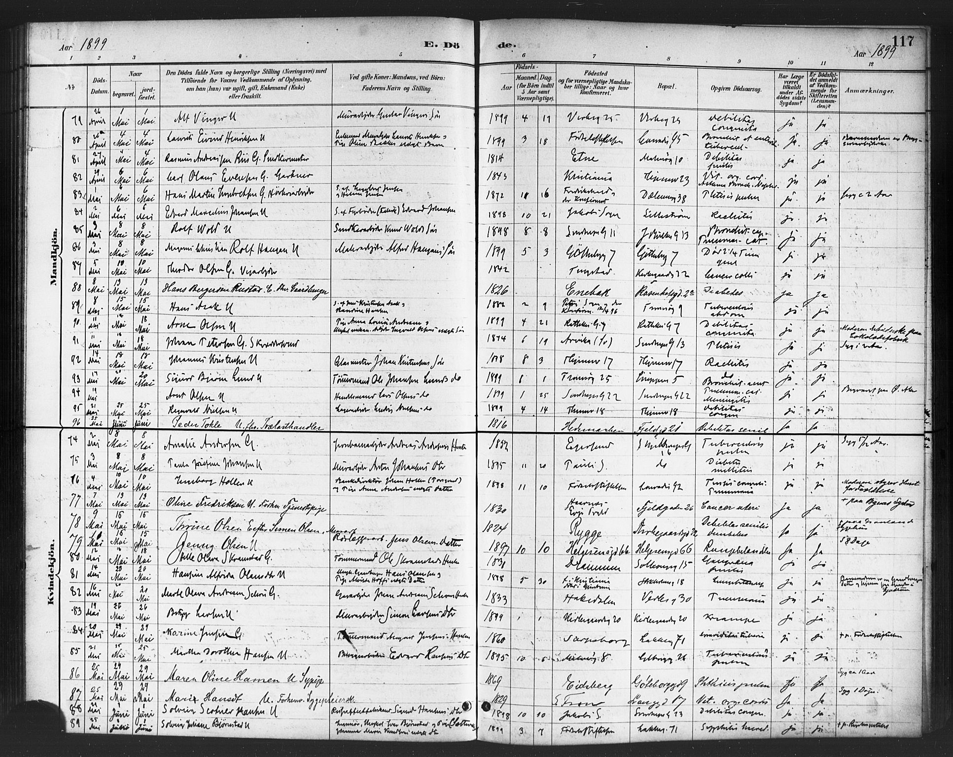 Petrus prestekontor Kirkebøker, SAO/A-10872/F/Fa/L0003: Parish register (official) no. 3, 1885-1903, p. 117