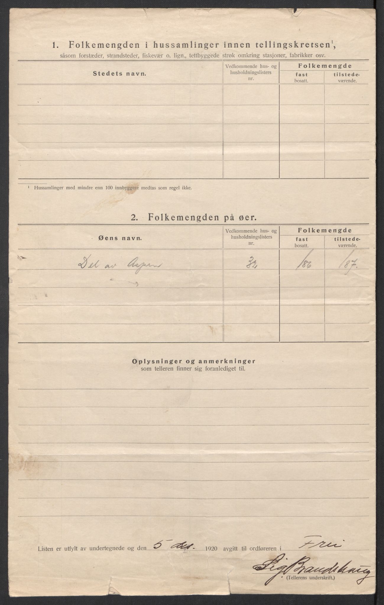 SAT, 1920 census for Frei, 1920, p. 20