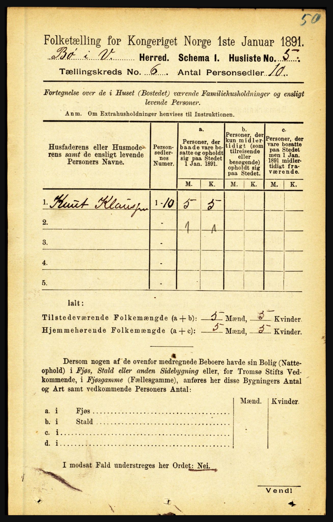 RA, 1891 census for 1867 Bø, 1891, p. 2119