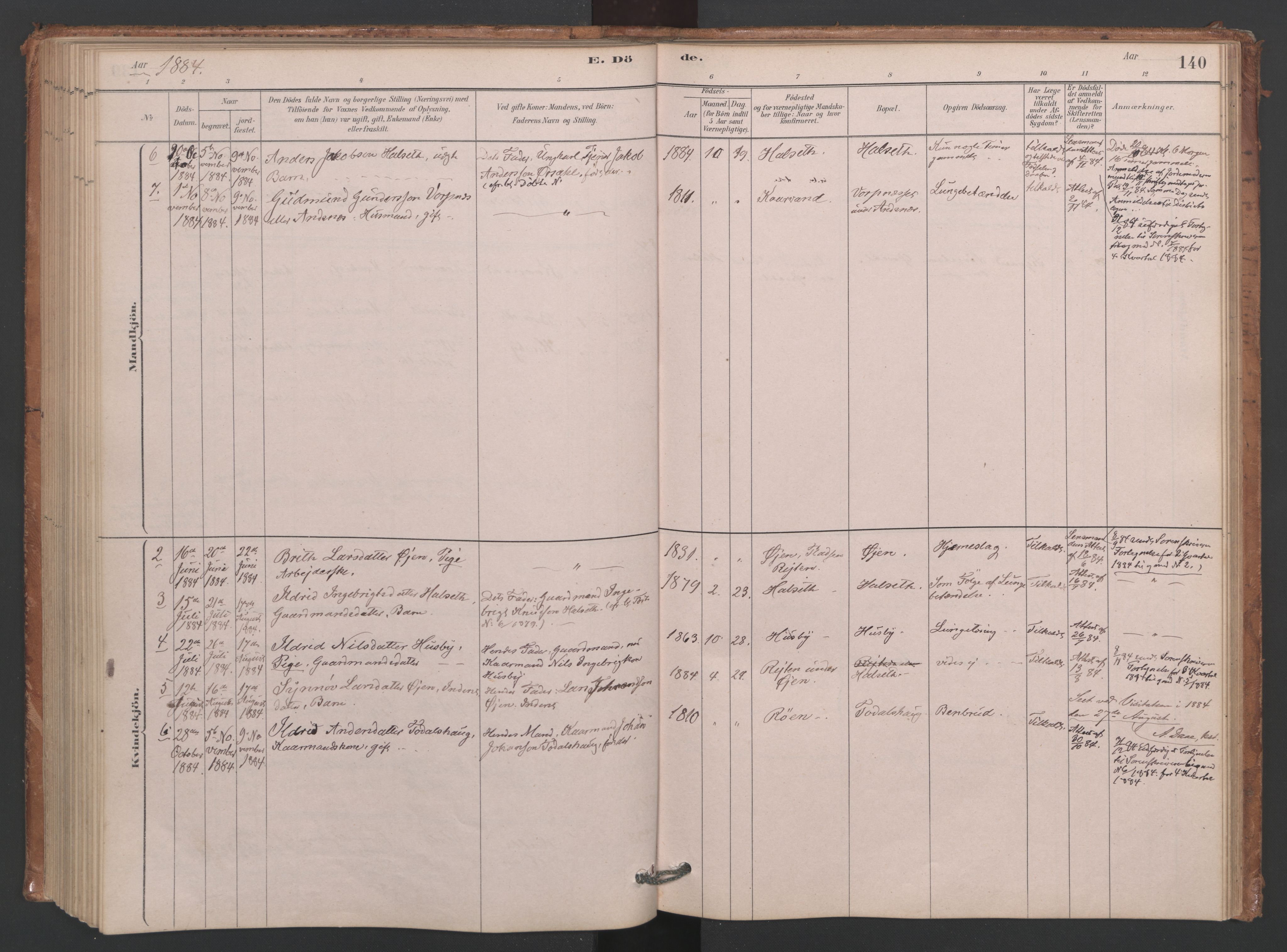 Ministerialprotokoller, klokkerbøker og fødselsregistre - Møre og Romsdal, SAT/A-1454/593/L1034: Parish register (official) no. 593A01, 1879-1911, p. 140