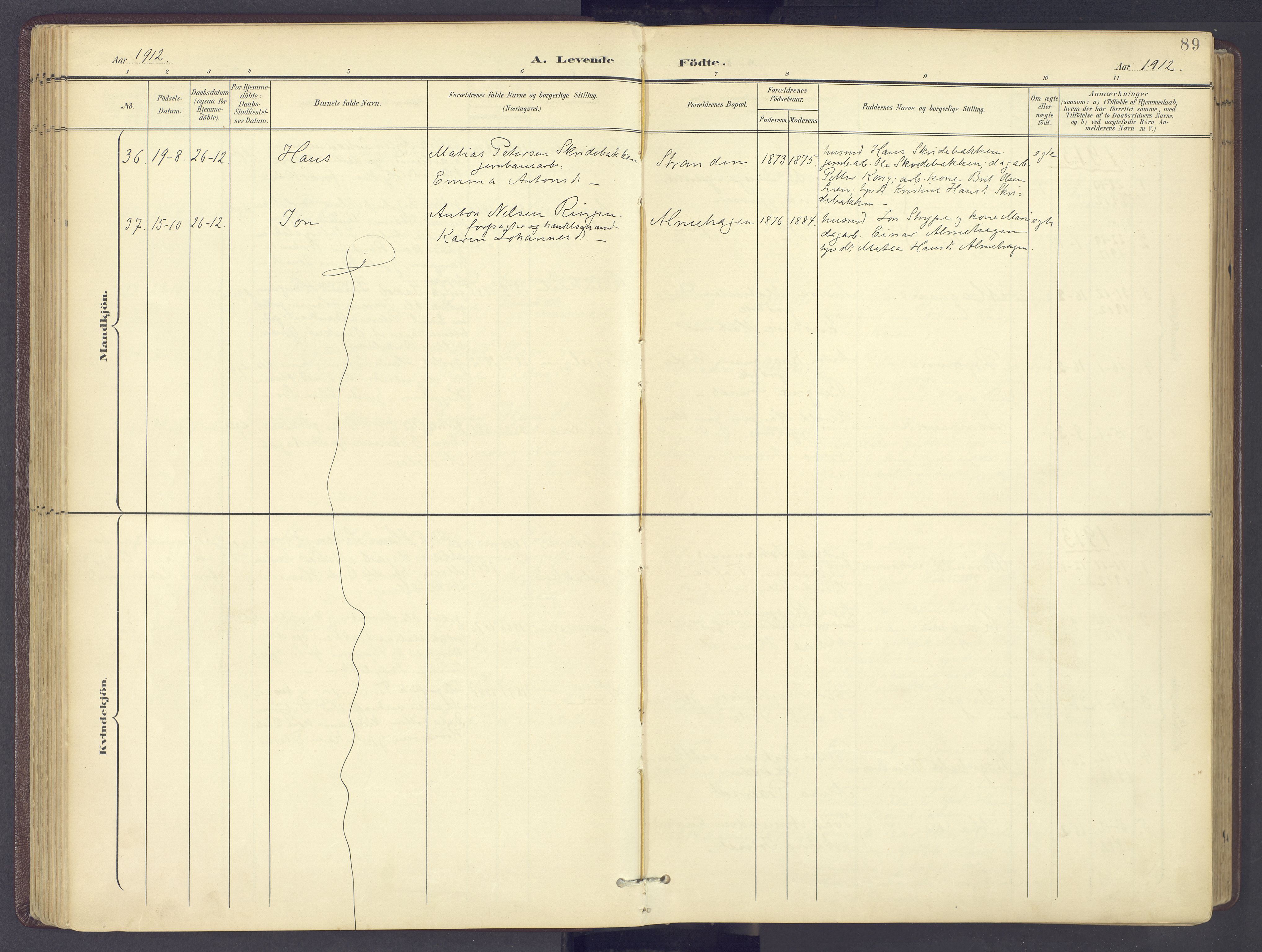 Sør-Fron prestekontor, SAH/PREST-010/H/Ha/Haa/L0004: Parish register (official) no. 4, 1898-1919, p. 89