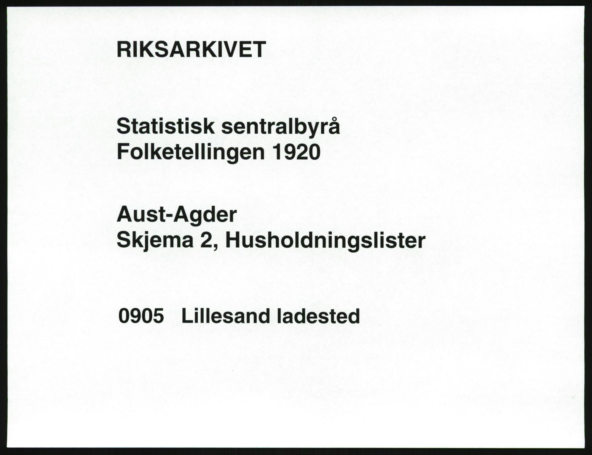 SAK, 1920 census for Lillesand, 1920, p. 485