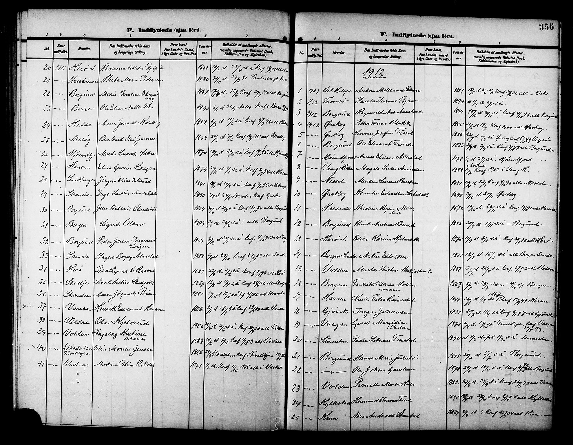 Ministerialprotokoller, klokkerbøker og fødselsregistre - Møre og Romsdal, AV/SAT-A-1454/529/L0470: Parish register (copy) no. 529C07, 1907-1917, p. 356