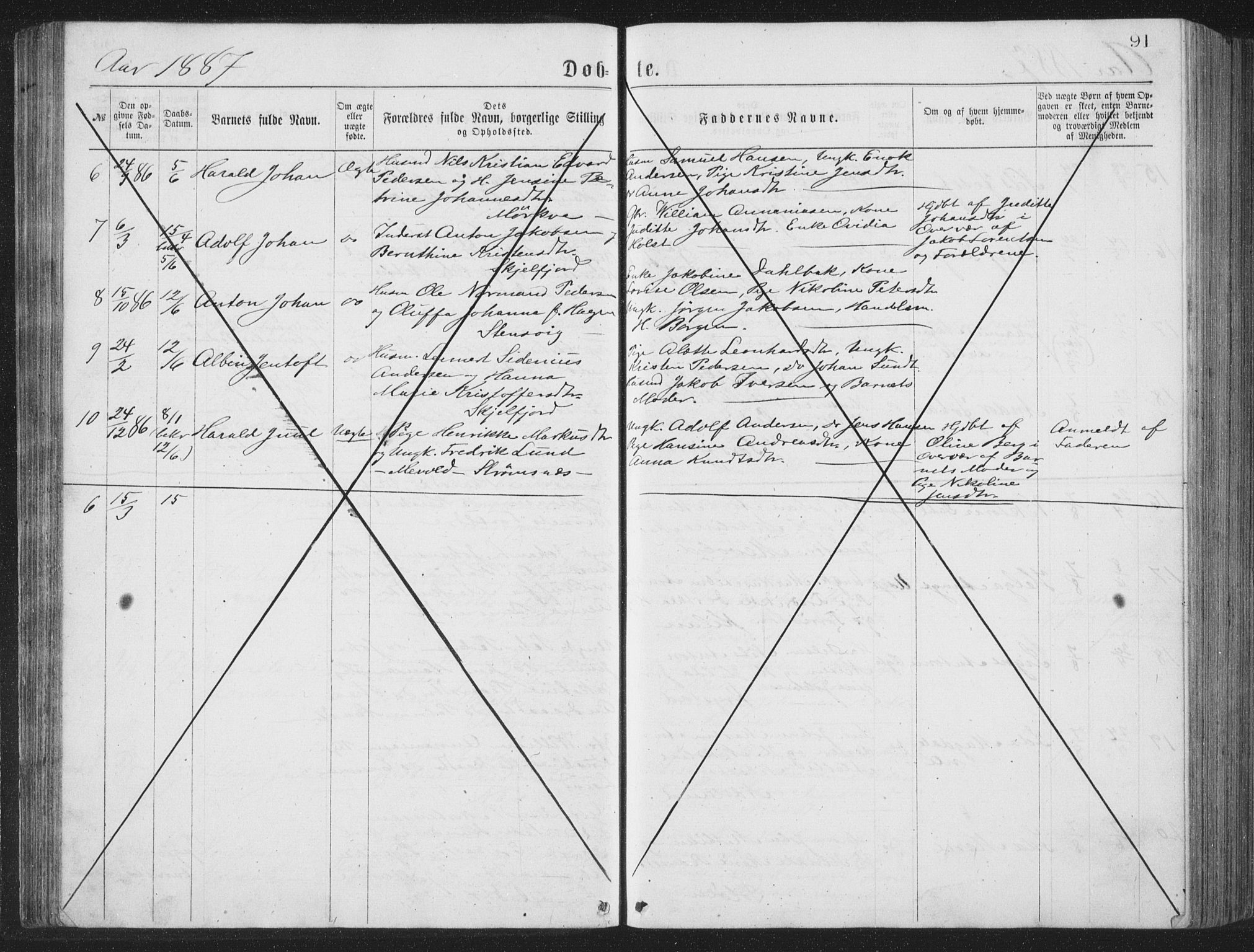 Ministerialprotokoller, klokkerbøker og fødselsregistre - Nordland, AV/SAT-A-1459/885/L1213: Parish register (copy) no. 885C02, 1874-1892, p. 91