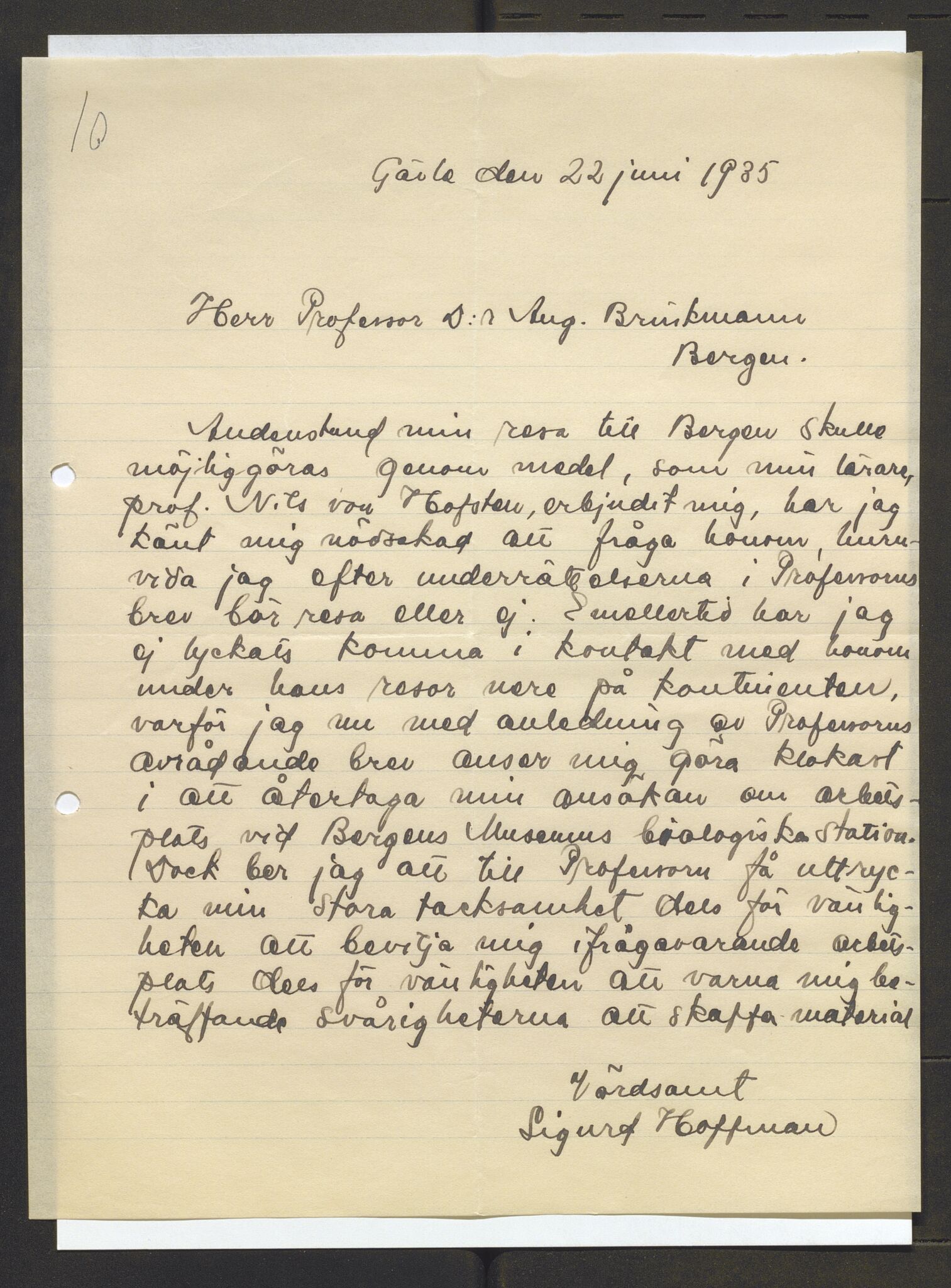 Bergens Museum, AV/SAB-A-17301/13/D/L0002: Korrespondanse , 1928-1940, p. 532