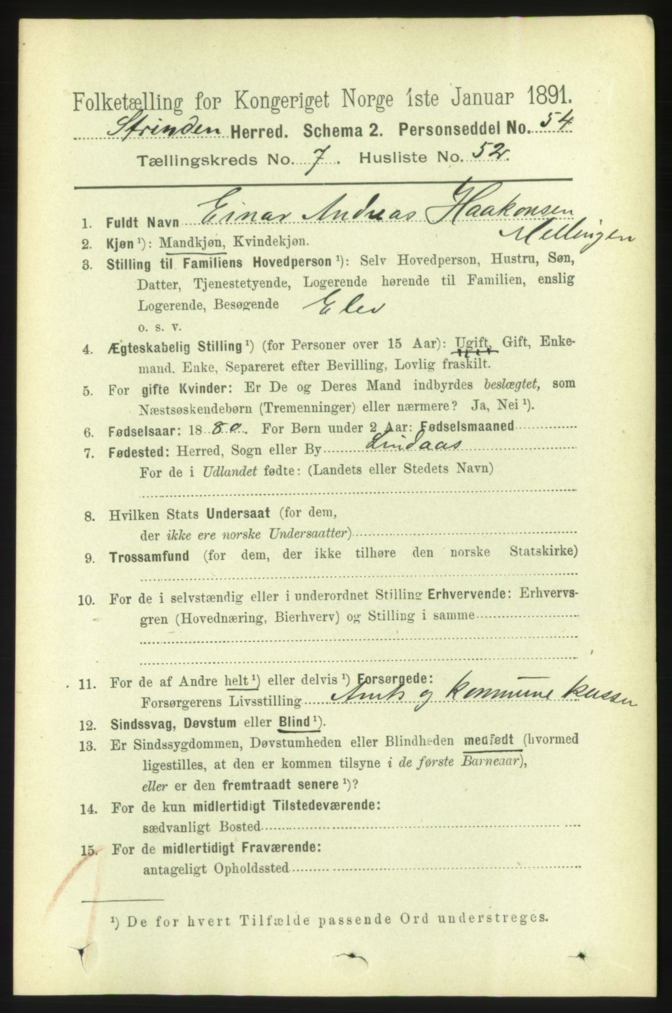 RA, 1891 census for 1660 Strinda, 1891, p. 6649