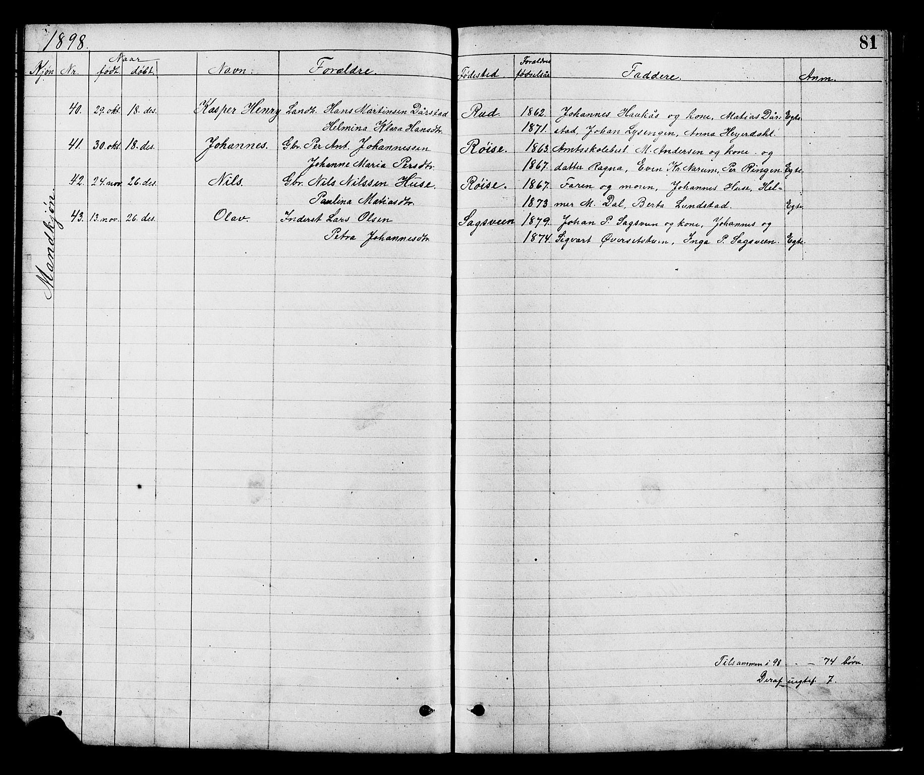 Vestre Toten prestekontor, AV/SAH-PREST-108/H/Ha/Hab/L0008: Parish register (copy) no. 8, 1885-1900, p. 81