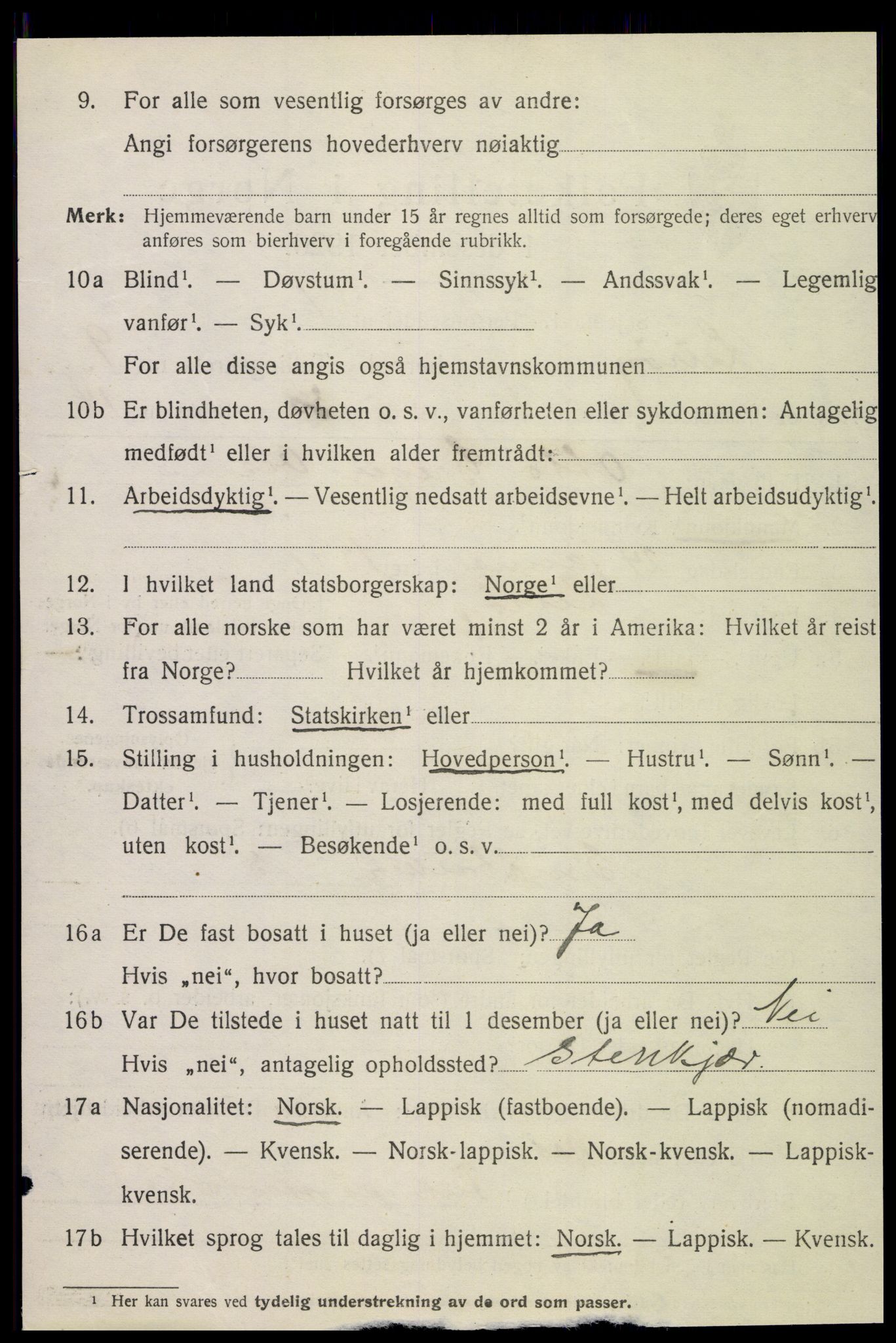 SAT, 1920 census for Lurøy, 1920, p. 4024