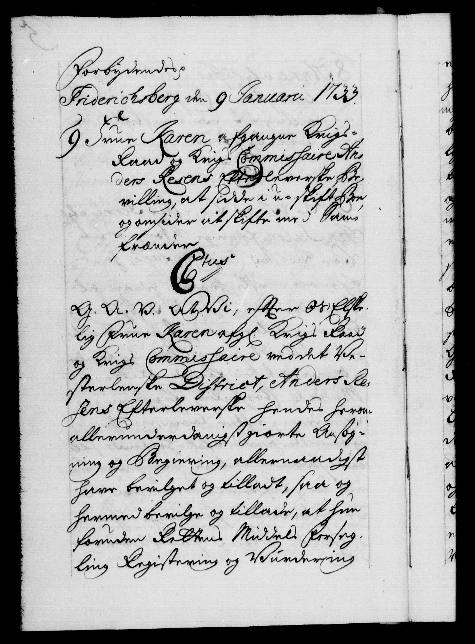 Danske Kanselli 1572-1799, AV/RA-EA-3023/F/Fc/Fca/Fcaa/L0028: Norske registre, 1733-1734, p. 5b