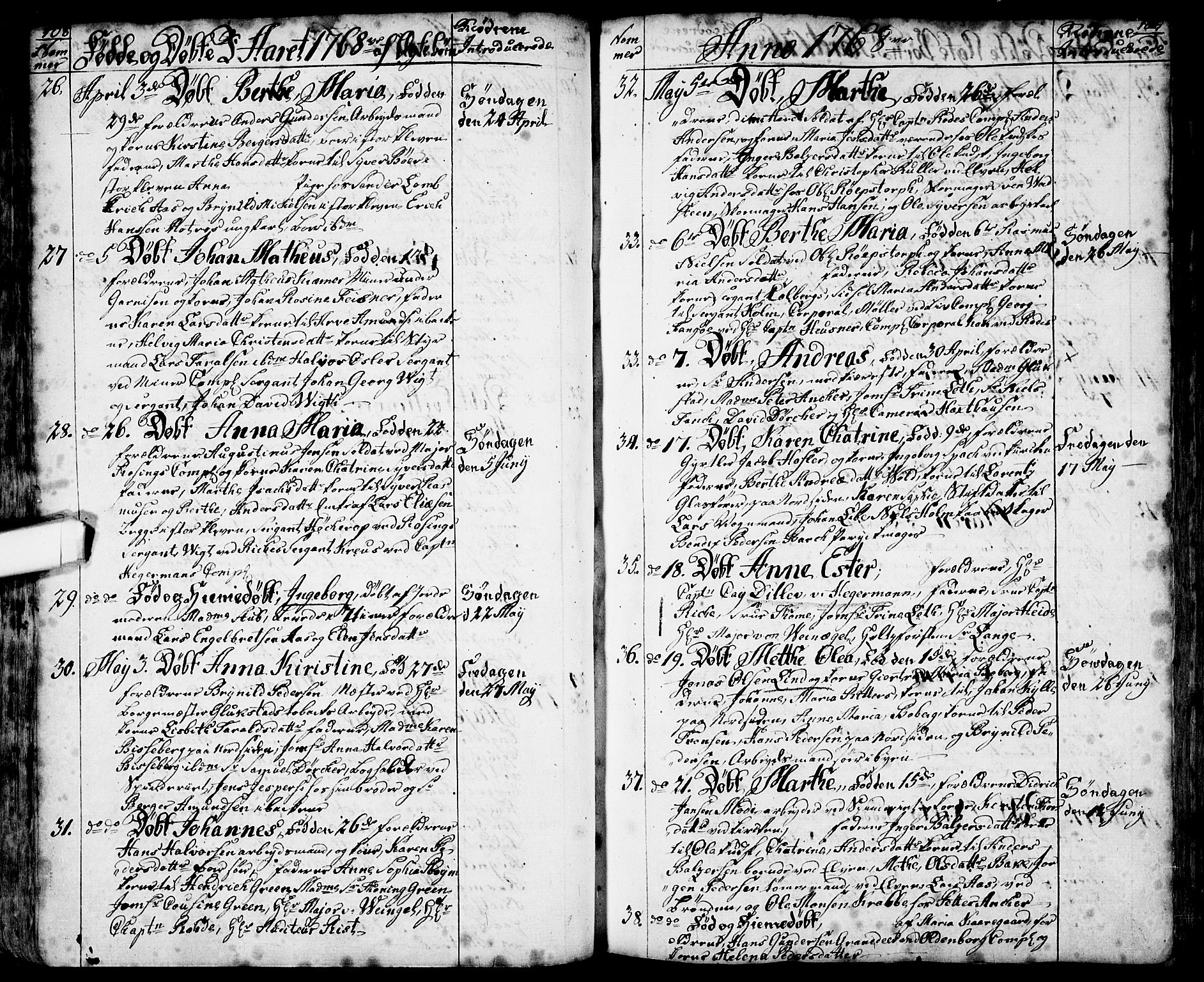 Halden prestekontor Kirkebøker, SAO/A-10909/F/Fa/L0001: Parish register (official) no. I 1, 1758-1791, p. 108-109