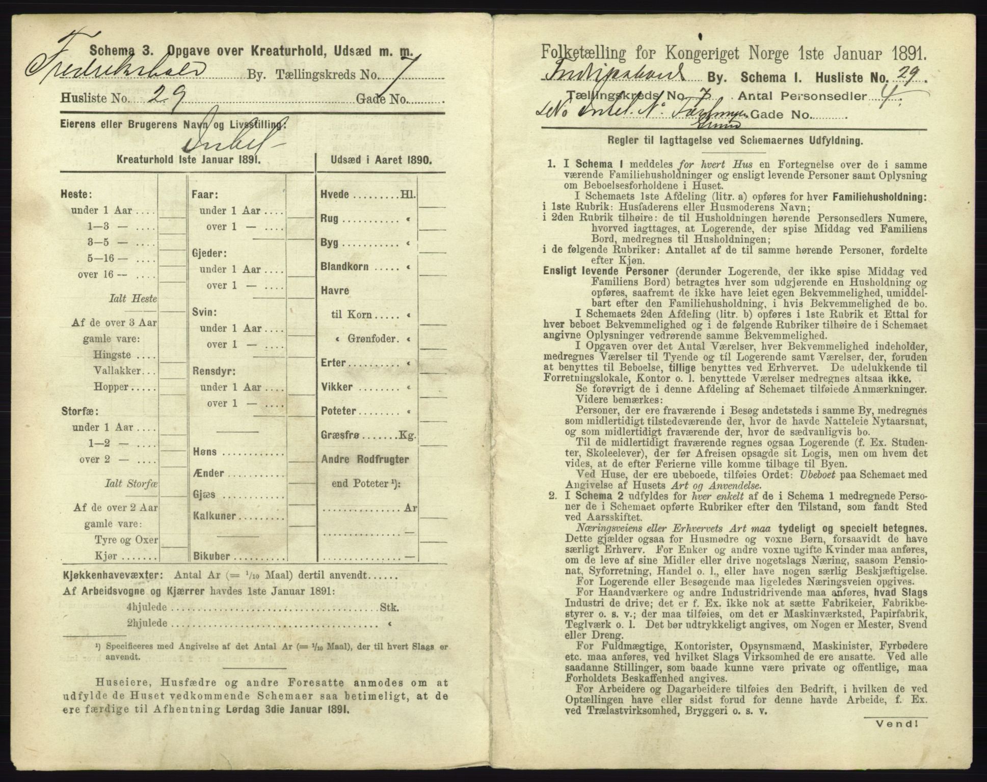 RA, 1891 census for 0101 Fredrikshald, 1891, p. 702