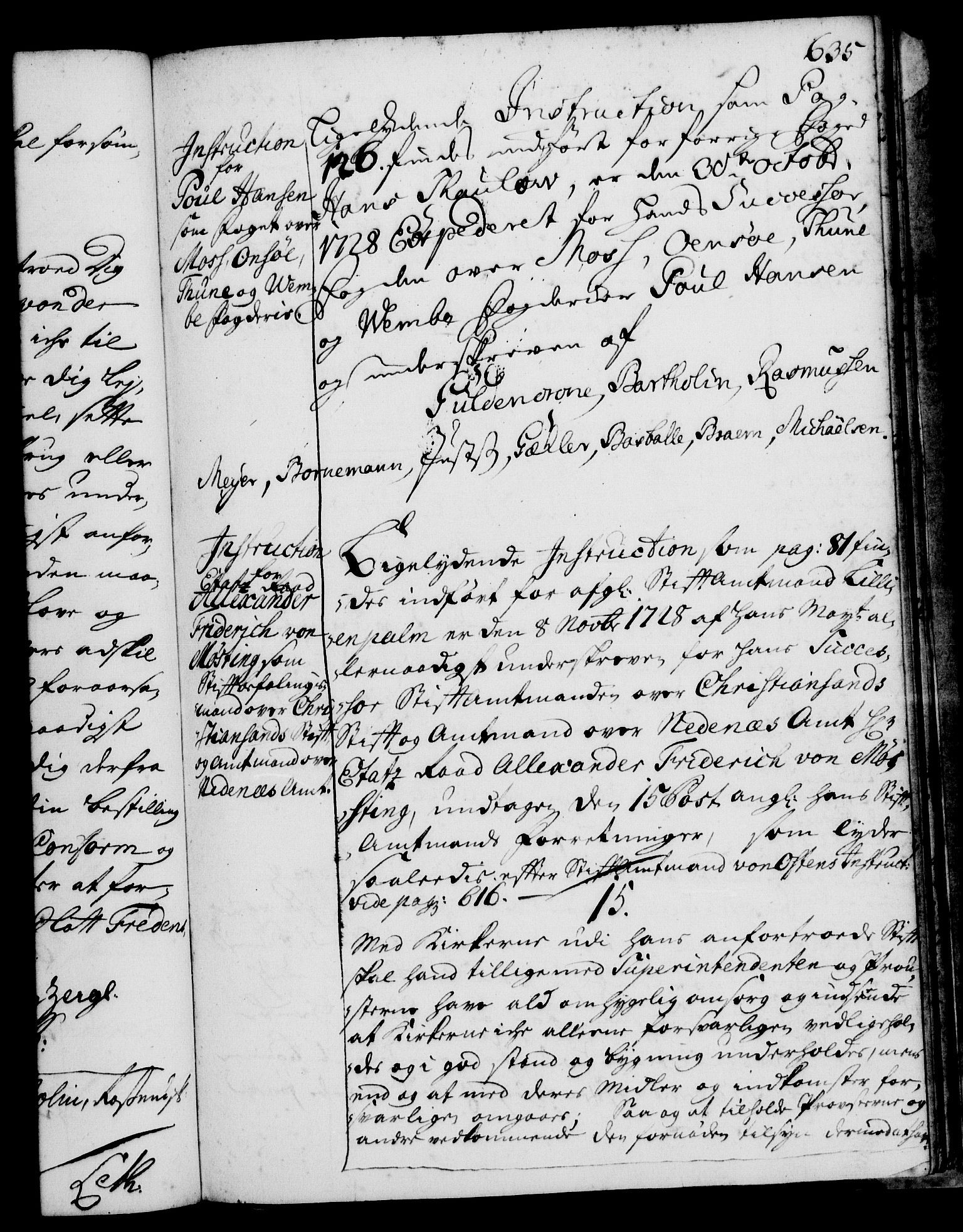 Rentekammeret, Kammerkanselliet, RA/EA-3111/G/Gg/Ggi/L0001: Norsk instruksjonsprotokoll med register (merket RK 53.34), 1720-1729, p. 635
