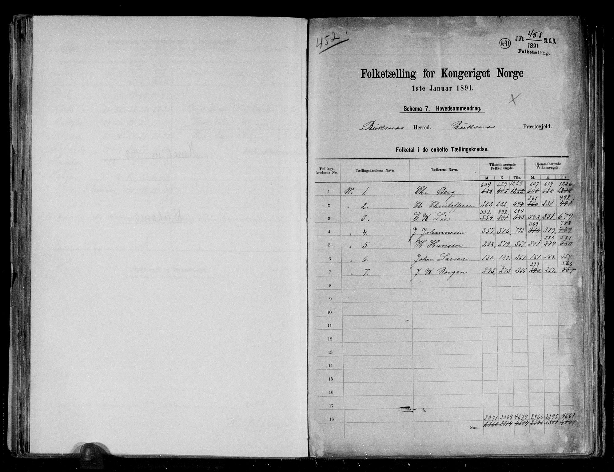 RA, 1891 census for 1860 Buksnes, 1891, p. 2