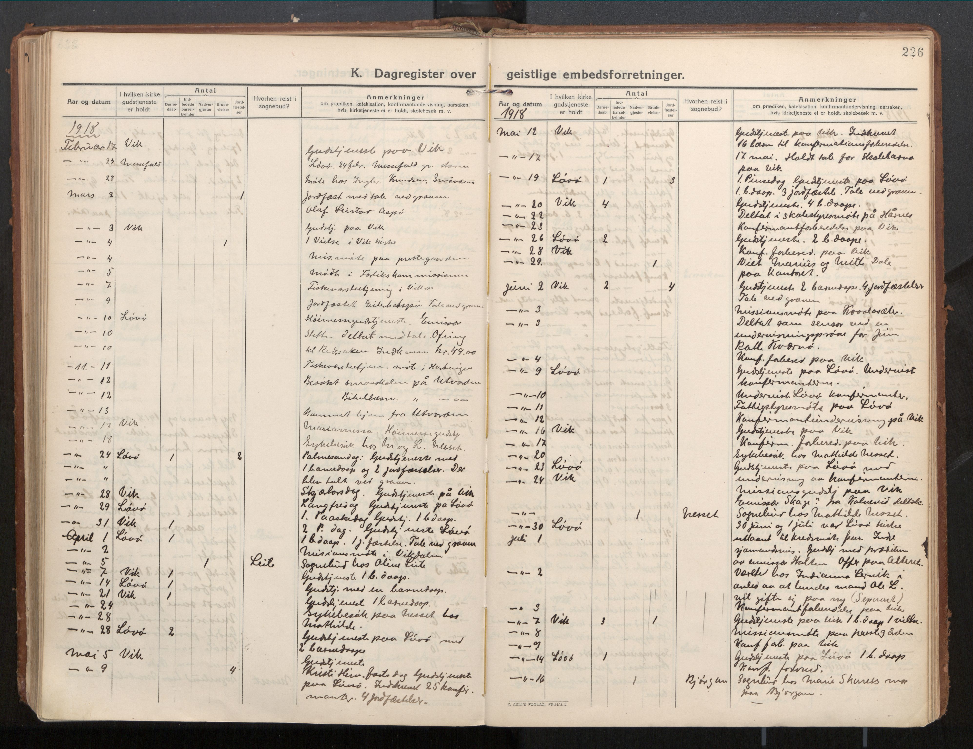 Ministerialprotokoller, klokkerbøker og fødselsregistre - Nord-Trøndelag, AV/SAT-A-1458/771/L0598: Parish register (official) no. 771A05, 1911-1937, p. 226