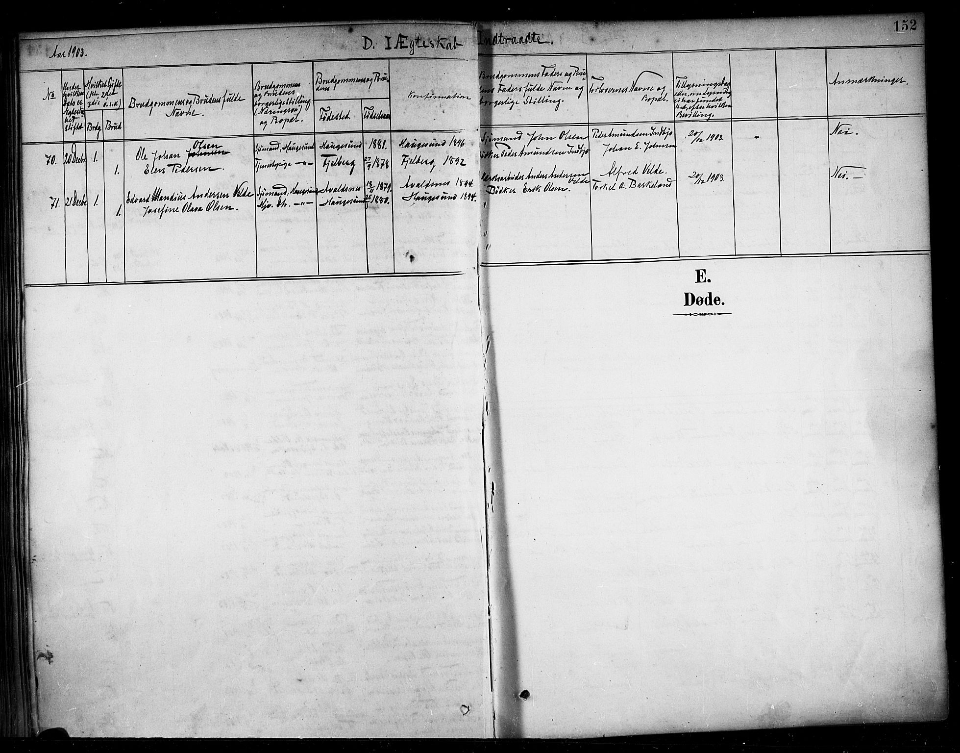 Haugesund sokneprestkontor, SAST/A -101863/H/Ha/Haa/L0005: Parish register (official) no. A 5, 1891-1903, p. 152
