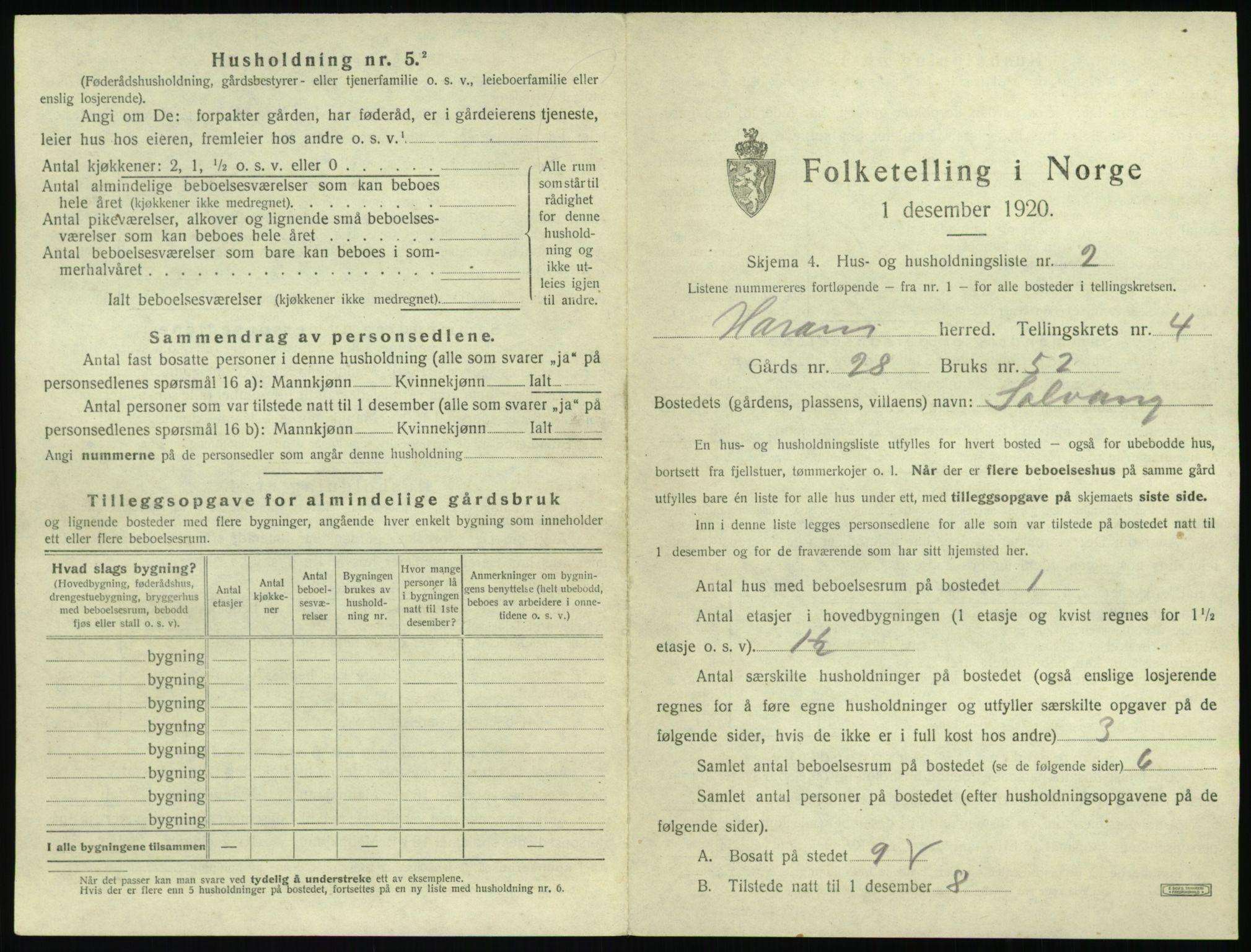 SAT, 1920 census for Haram, 1920, p. 223