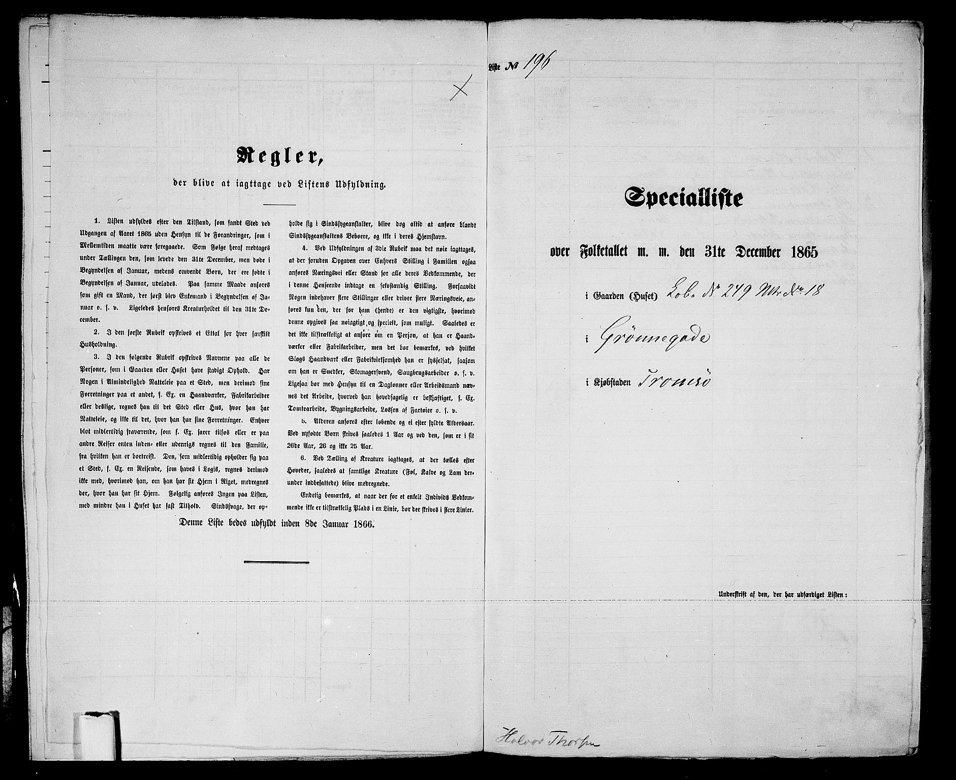 RA, 1865 census for Tromsø, 1865, p. 408