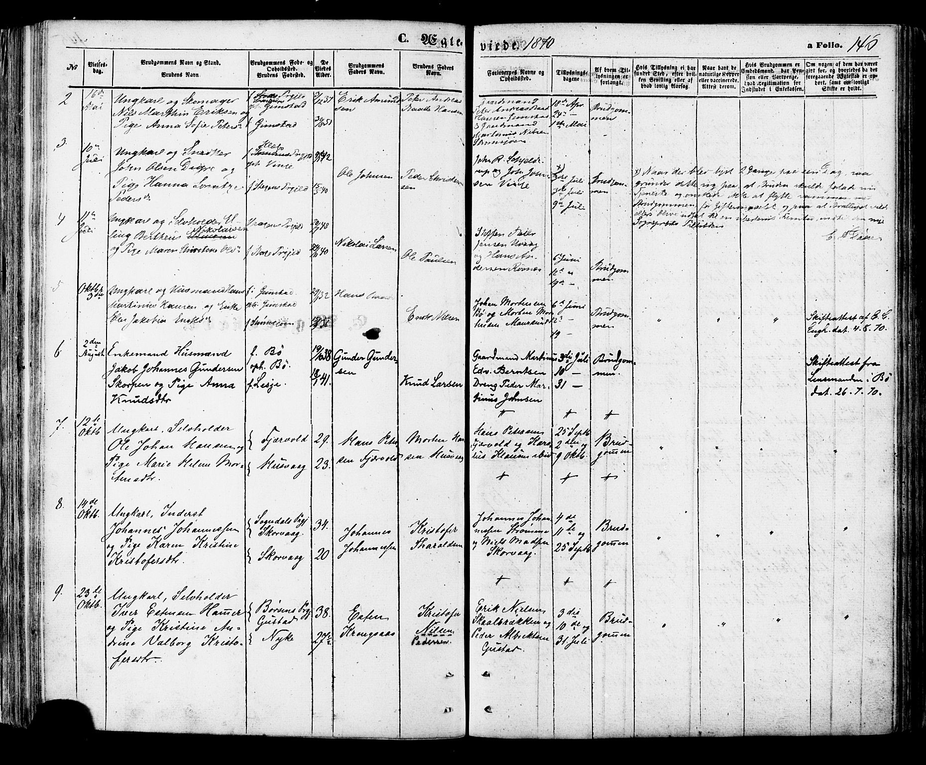 Ministerialprotokoller, klokkerbøker og fødselsregistre - Nordland, SAT/A-1459/891/L1301: Parish register (official) no. 891A06, 1870-1878, p. 146