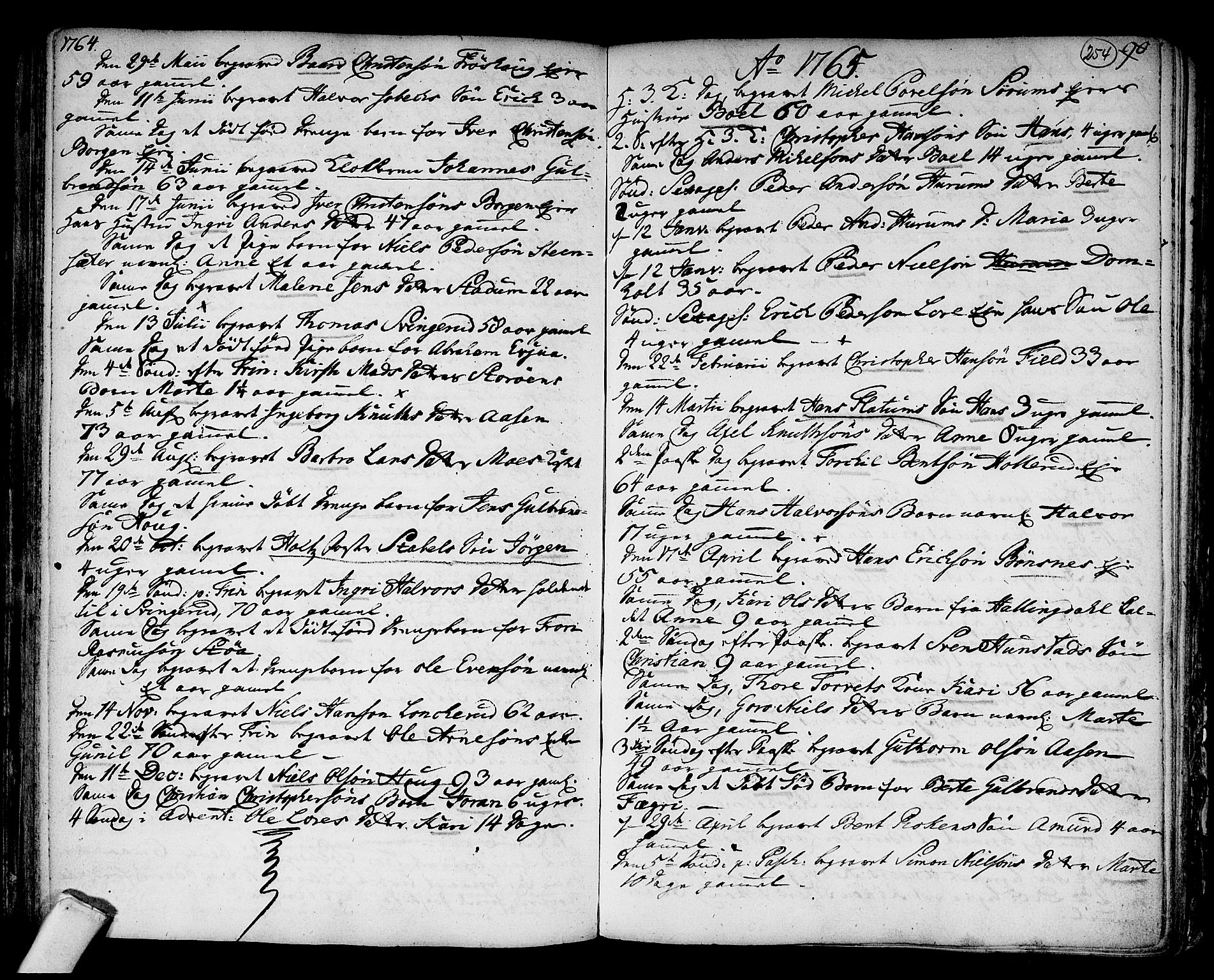 Hole kirkebøker, SAKO/A-228/F/Fa/L0001: Parish register (official) no. I 1, 1716-1765, p. 254
