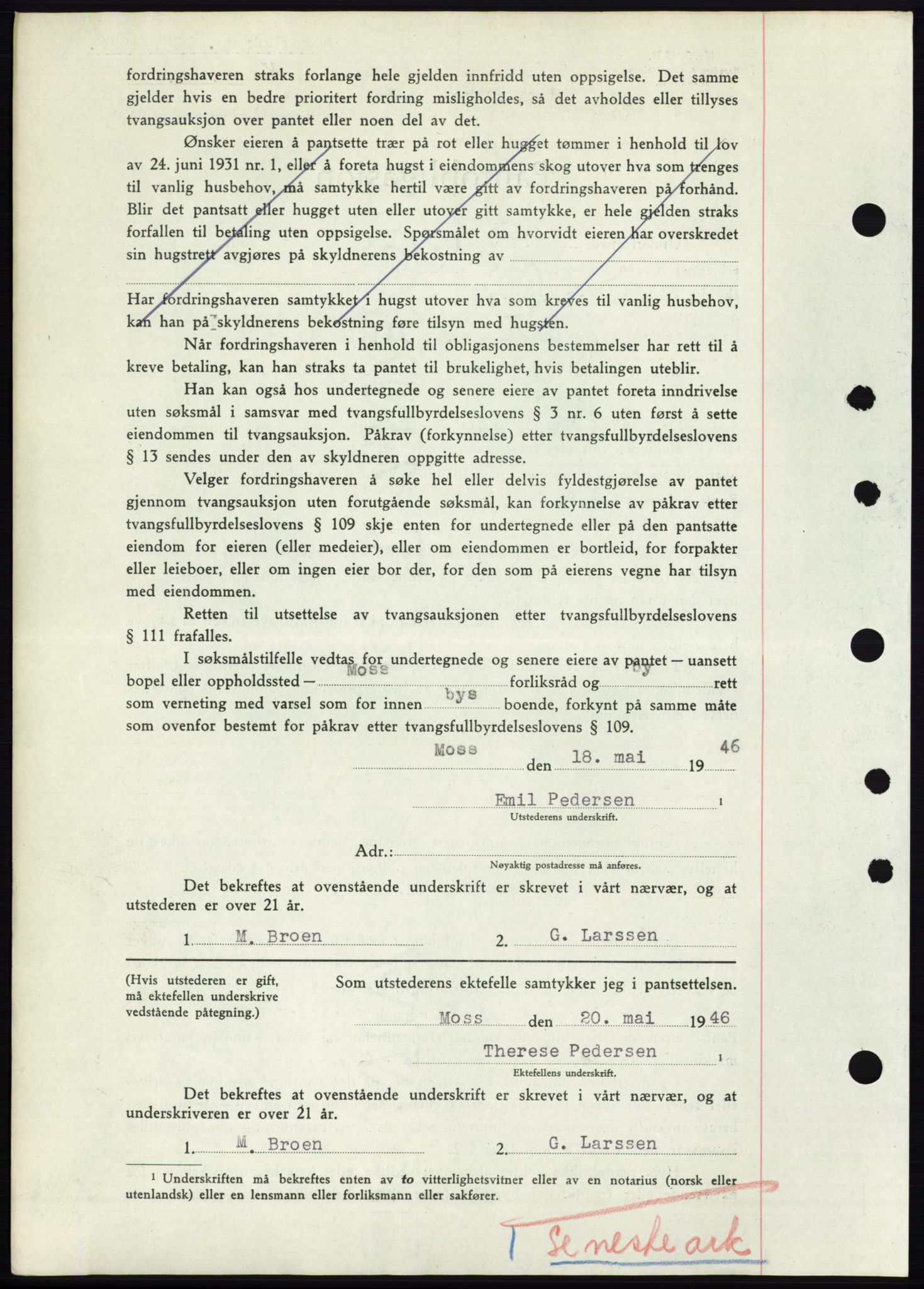 Moss sorenskriveri, SAO/A-10168: Mortgage book no. B15, 1946-1946, Diary no: : 1057/1946