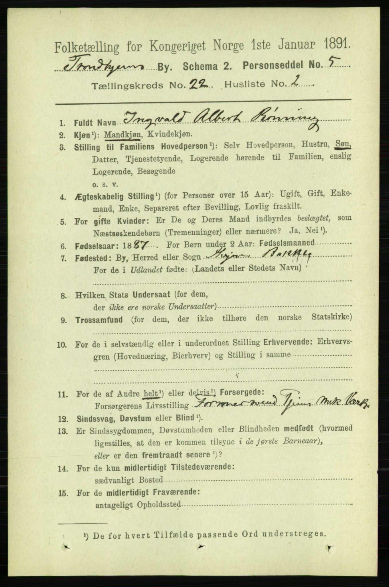 RA, 1891 census for 1601 Trondheim, 1891, p. 16550