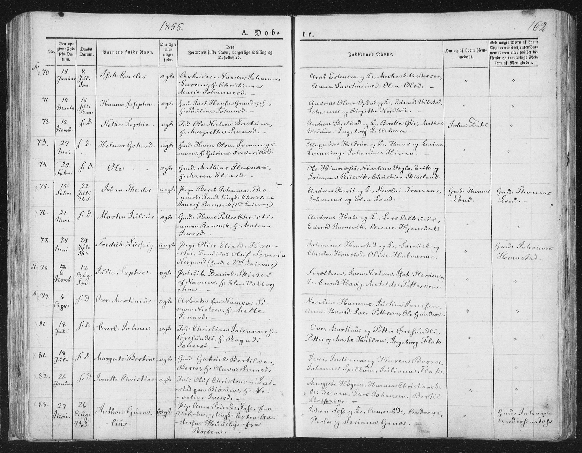 Ministerialprotokoller, klokkerbøker og fødselsregistre - Nord-Trøndelag, AV/SAT-A-1458/764/L0551: Parish register (official) no. 764A07a, 1824-1864, p. 162