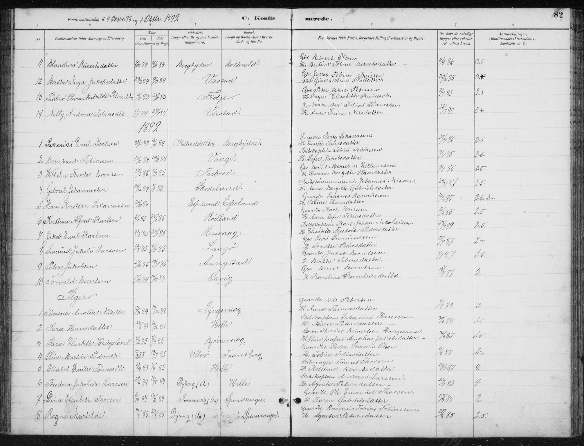 Herad sokneprestkontor, AV/SAK-1111-0018/F/Fb/Fbb/L0004: Parish register (copy) no. B 4, 1890-1935, p. 82