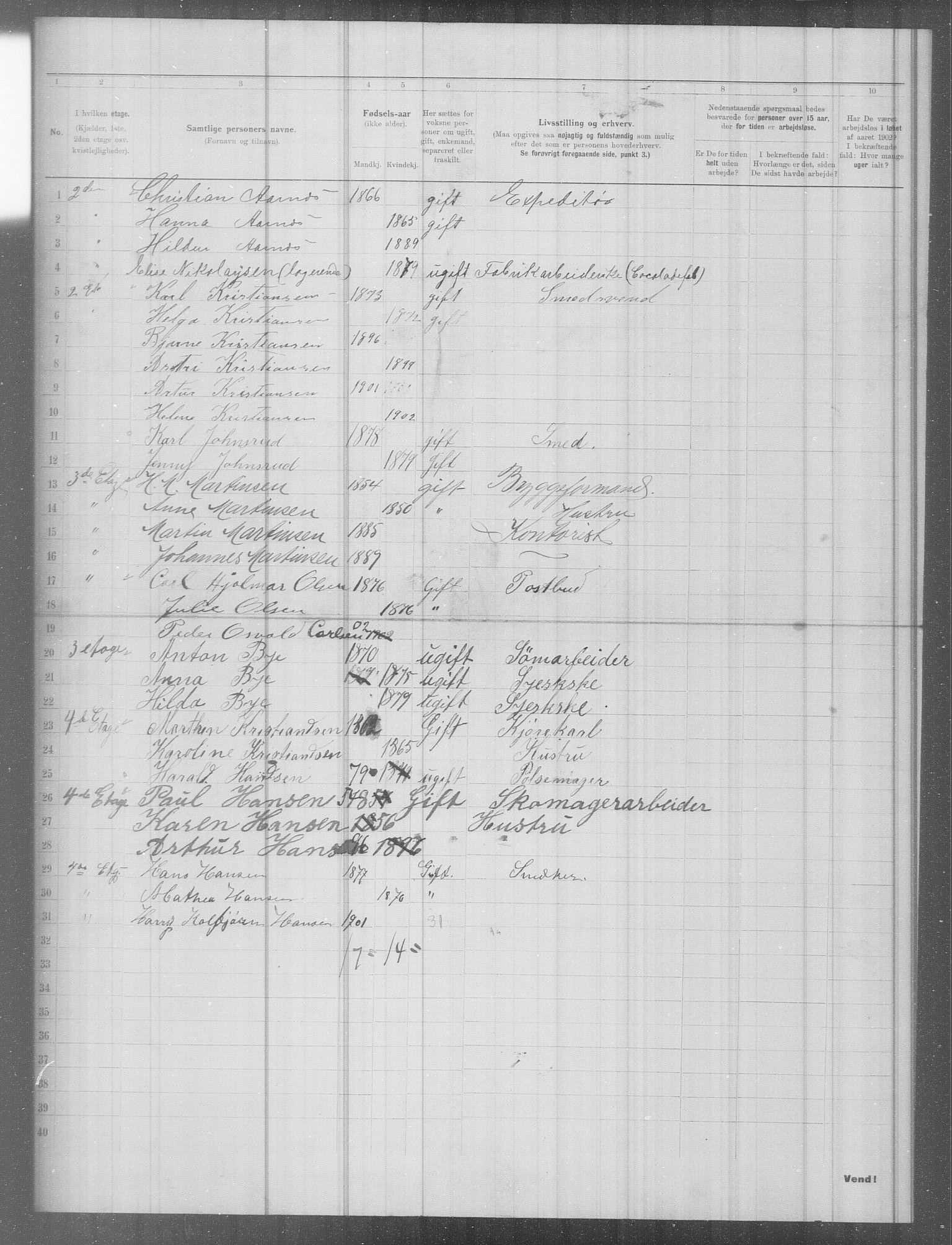 OBA, Municipal Census 1902 for Kristiania, 1902, p. 6874