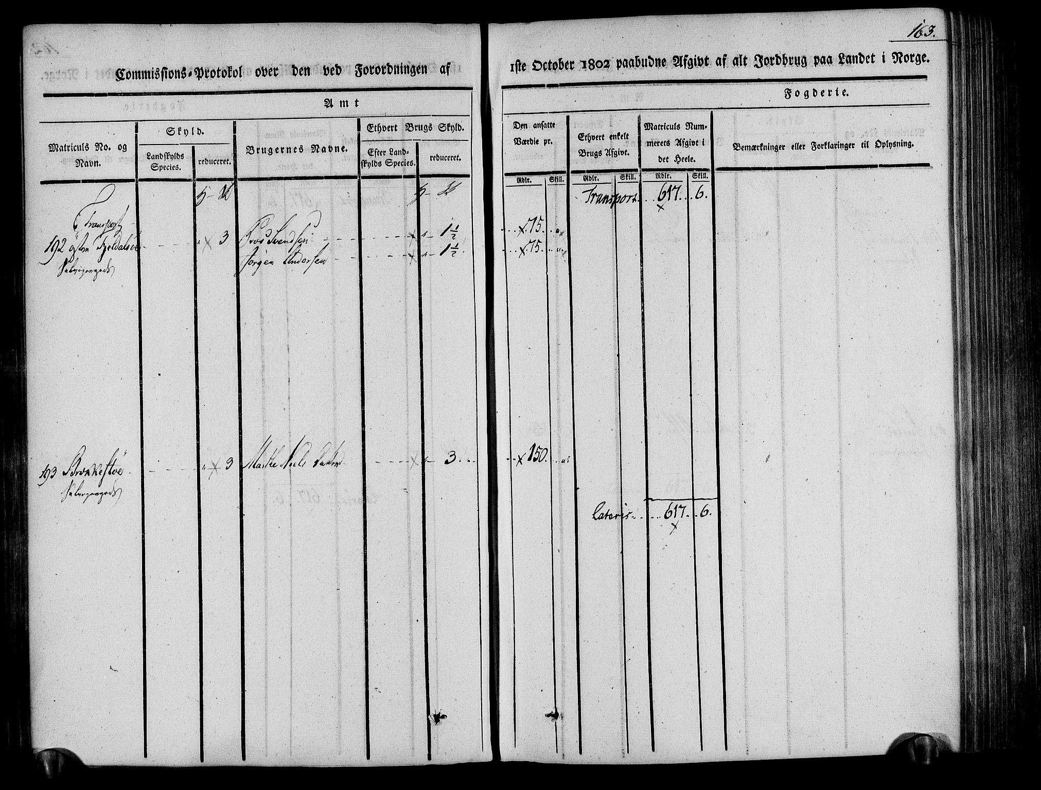 Rentekammeret inntil 1814, Realistisk ordnet avdeling, AV/RA-EA-4070/N/Ne/Nea/L0078: Nedenes fogderi. Kommisjonsprotokoll "Nr. 1", for Sand og Bringsvær skipreider, 1803, p. 165