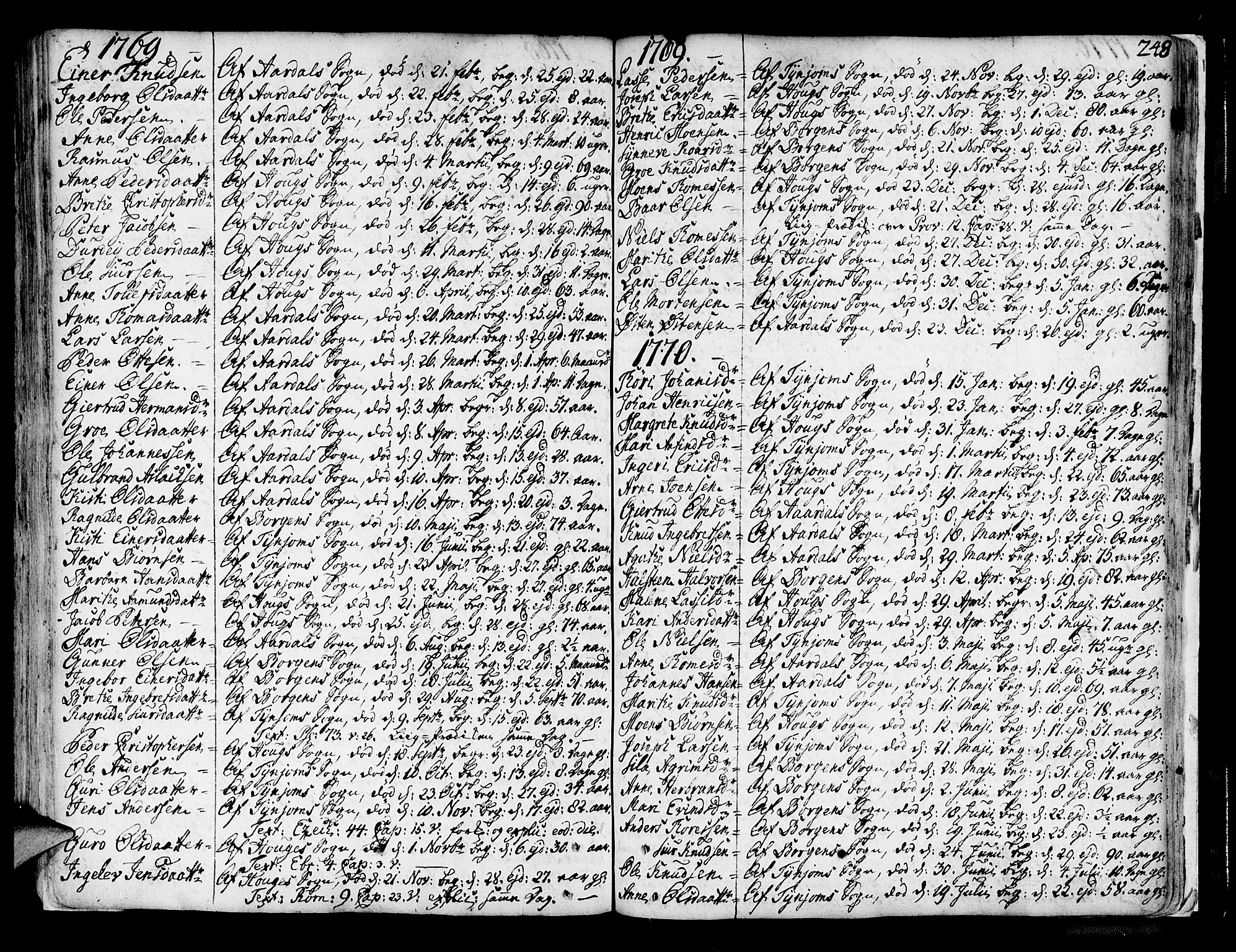 Lærdal sokneprestembete, SAB/A-81201: Parish register (official) no. A 2, 1752-1782, p. 248