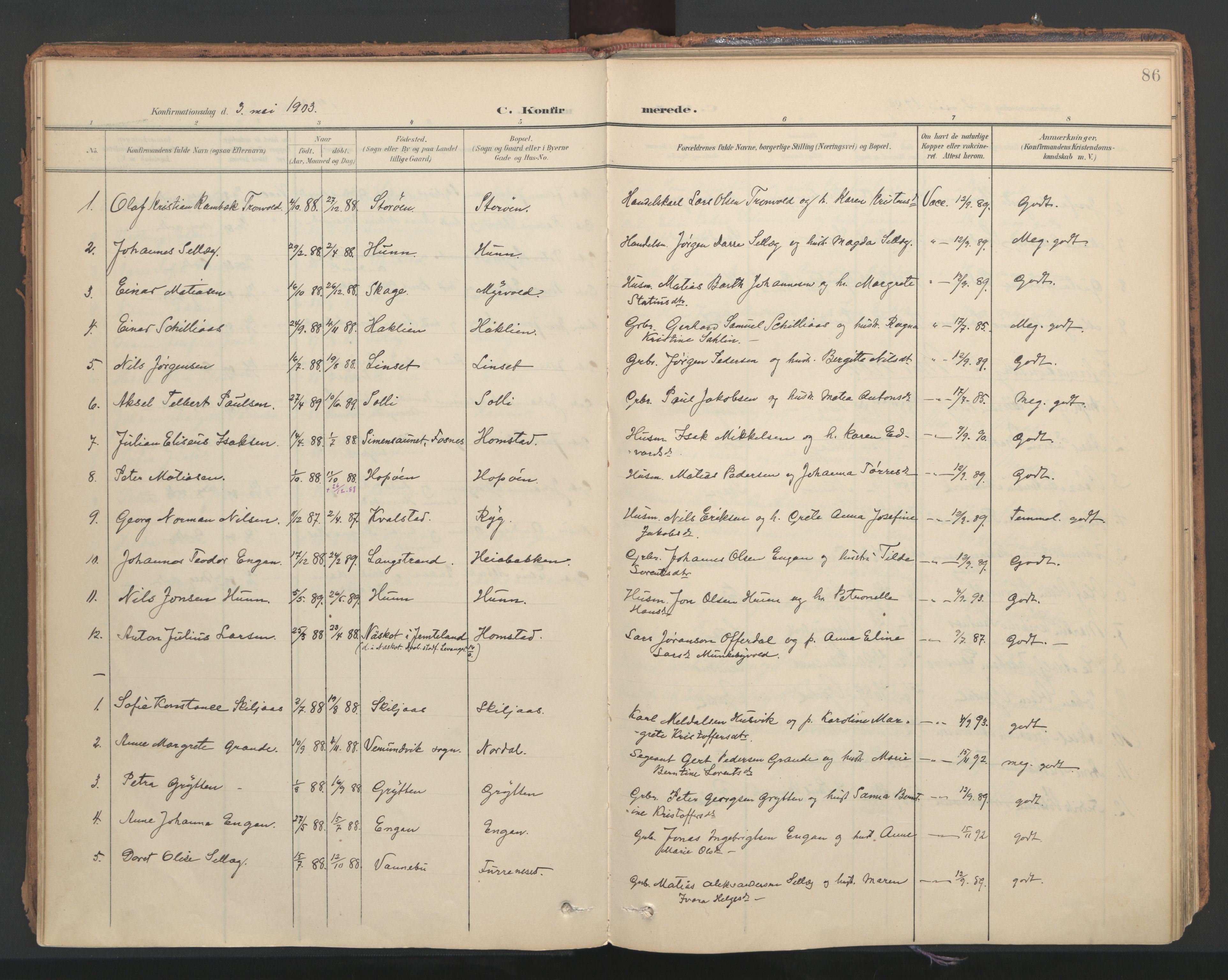 Ministerialprotokoller, klokkerbøker og fødselsregistre - Nord-Trøndelag, SAT/A-1458/766/L0564: Parish register (official) no. 767A02, 1900-1932, p. 86