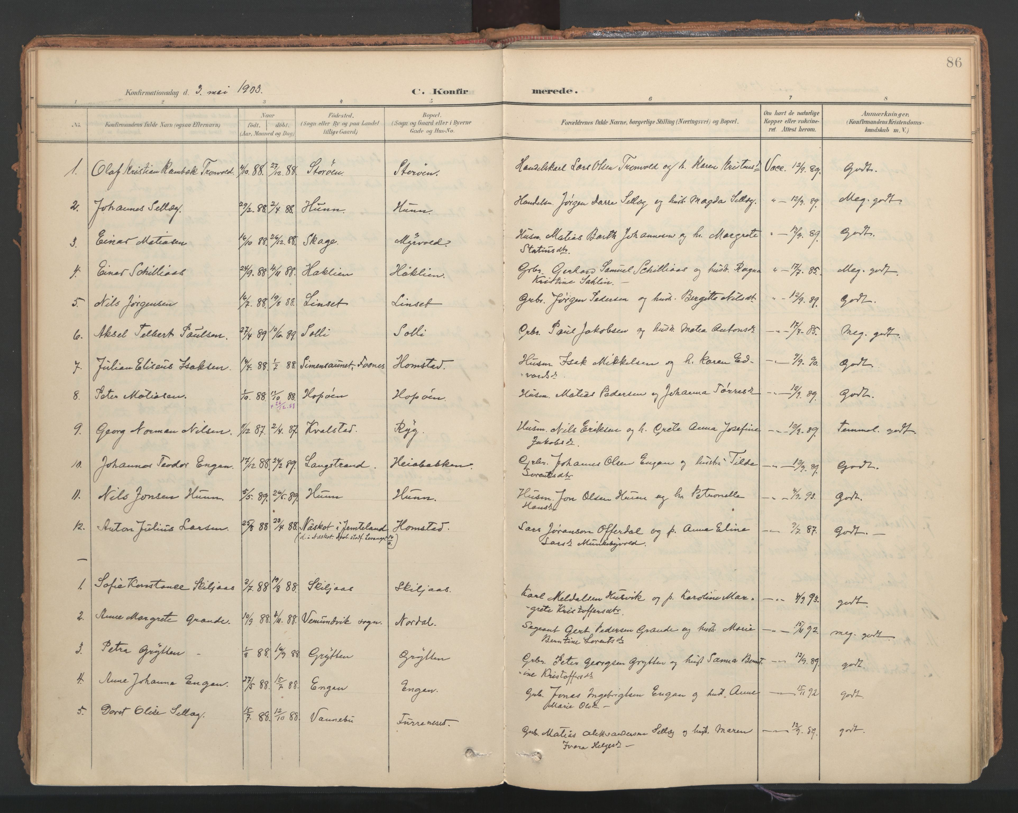 Ministerialprotokoller, klokkerbøker og fødselsregistre - Nord-Trøndelag, AV/SAT-A-1458/766/L0564: Parish register (official) no. 767A02, 1900-1932, p. 86