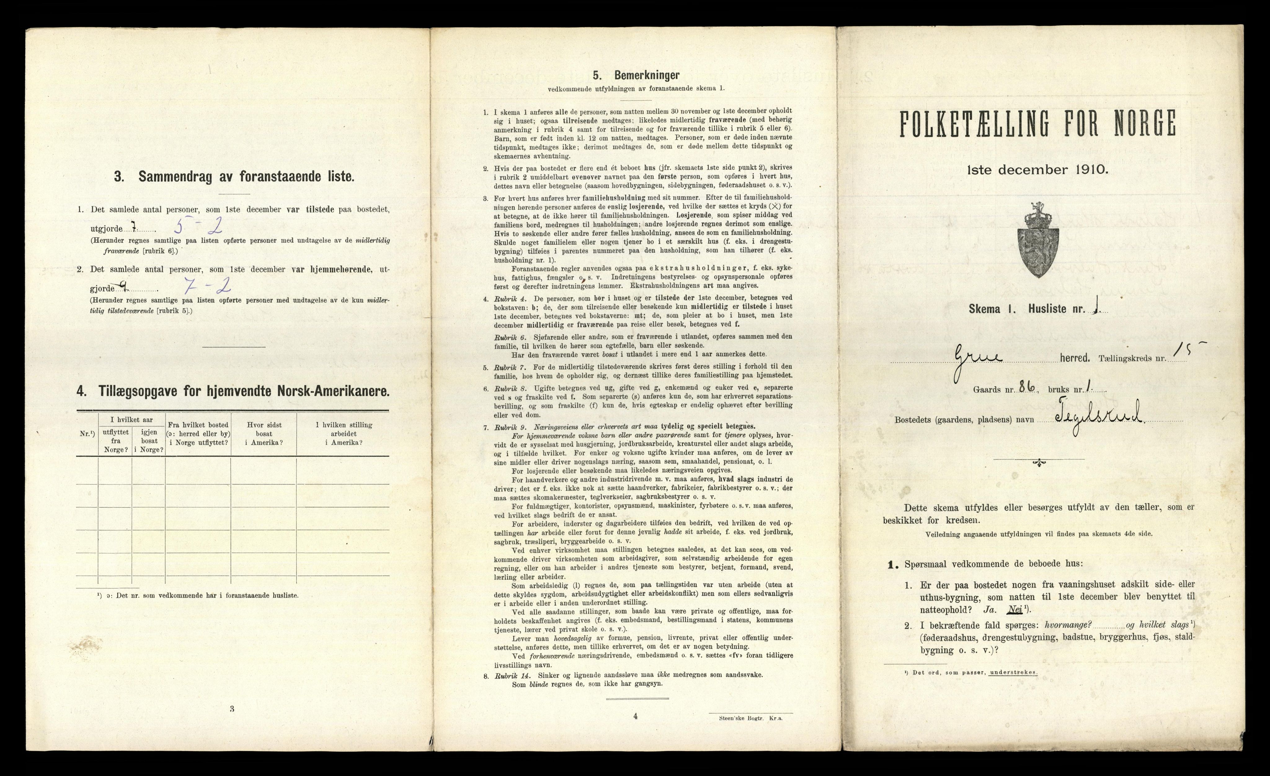 RA, 1910 census for Grue, 1910, p. 1831
